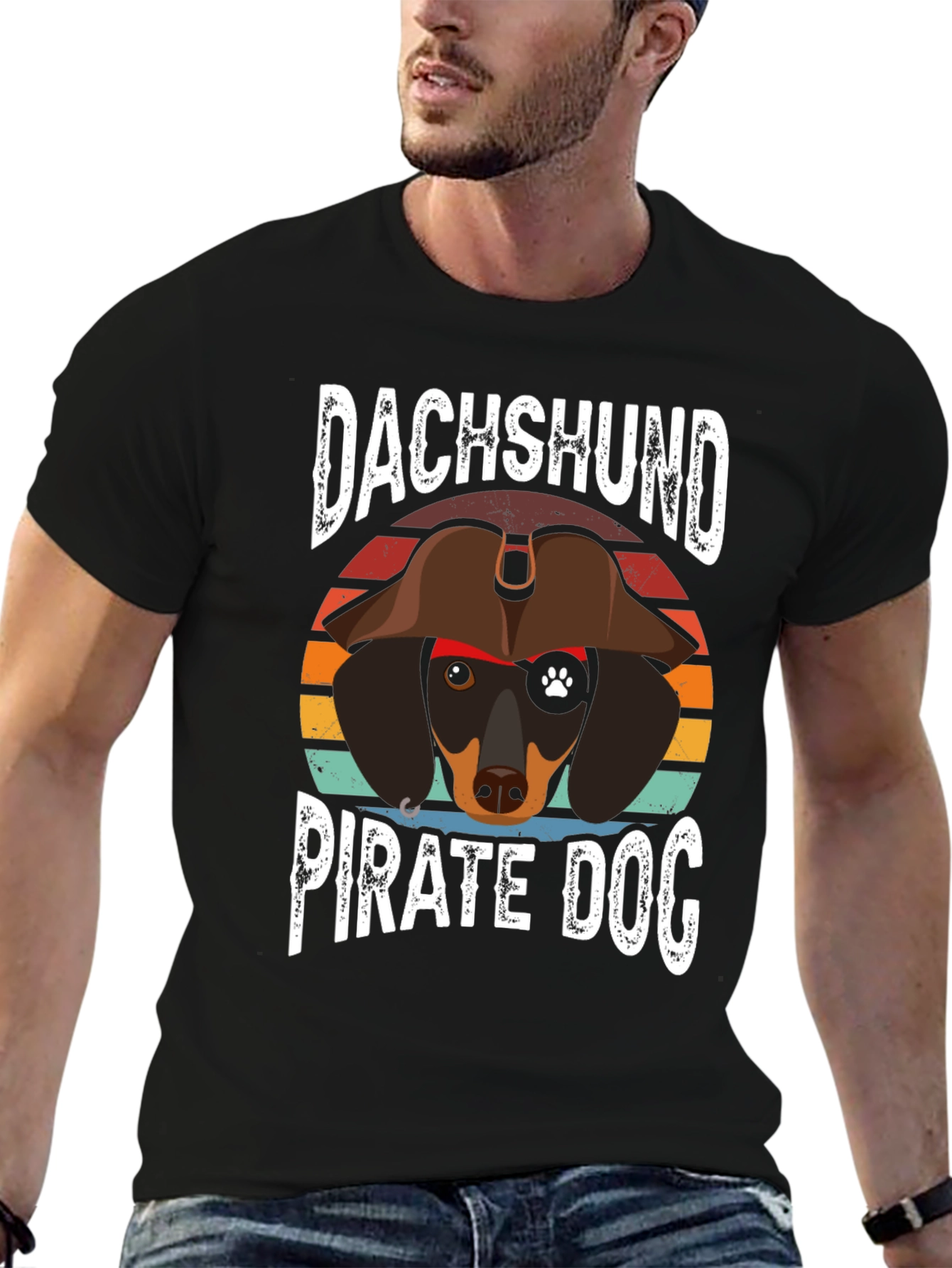 Dachshund Pirate Dog T-Shirt - Black
