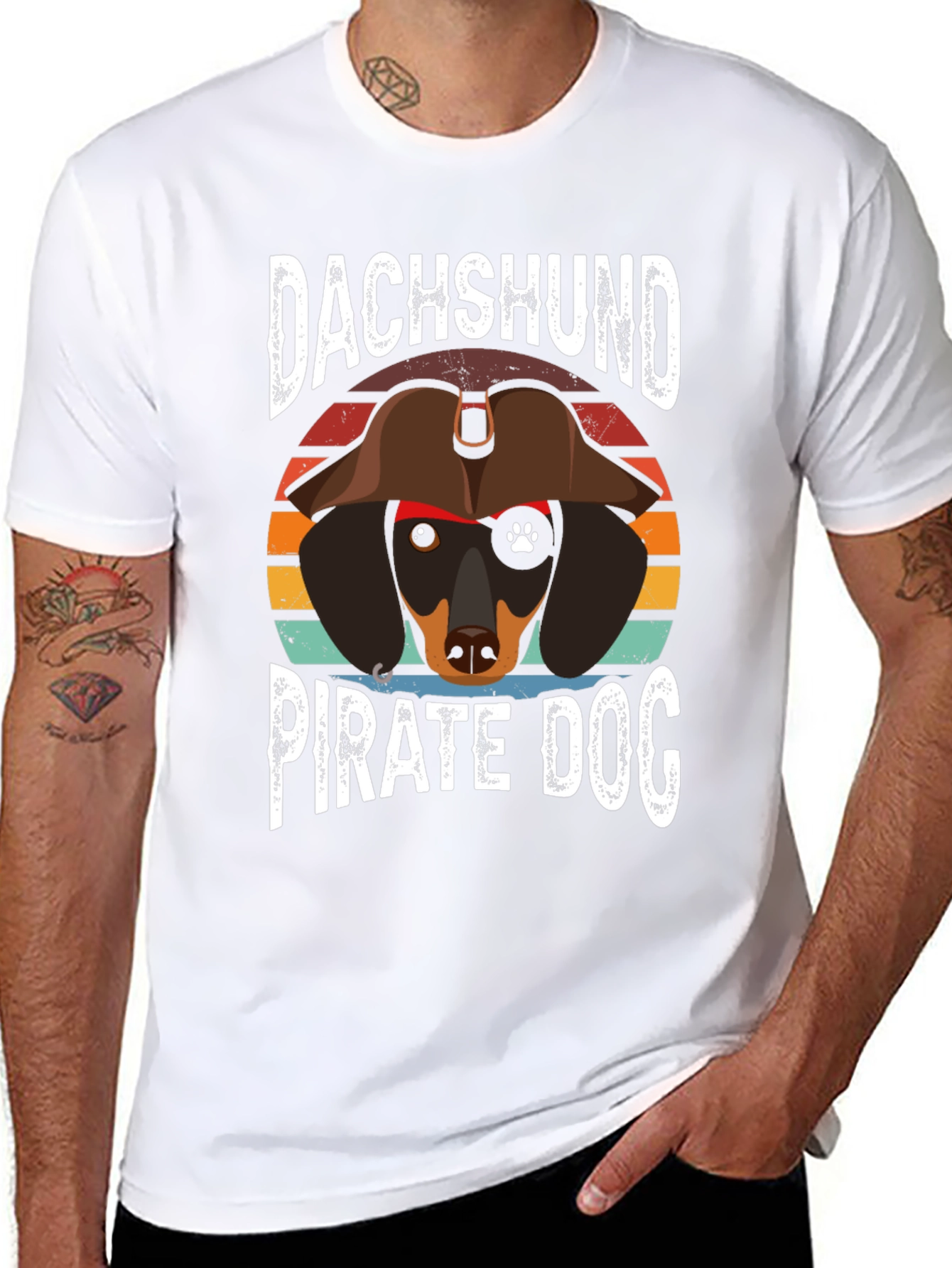 Dachshund Pirate Dog T-Shirt - Black