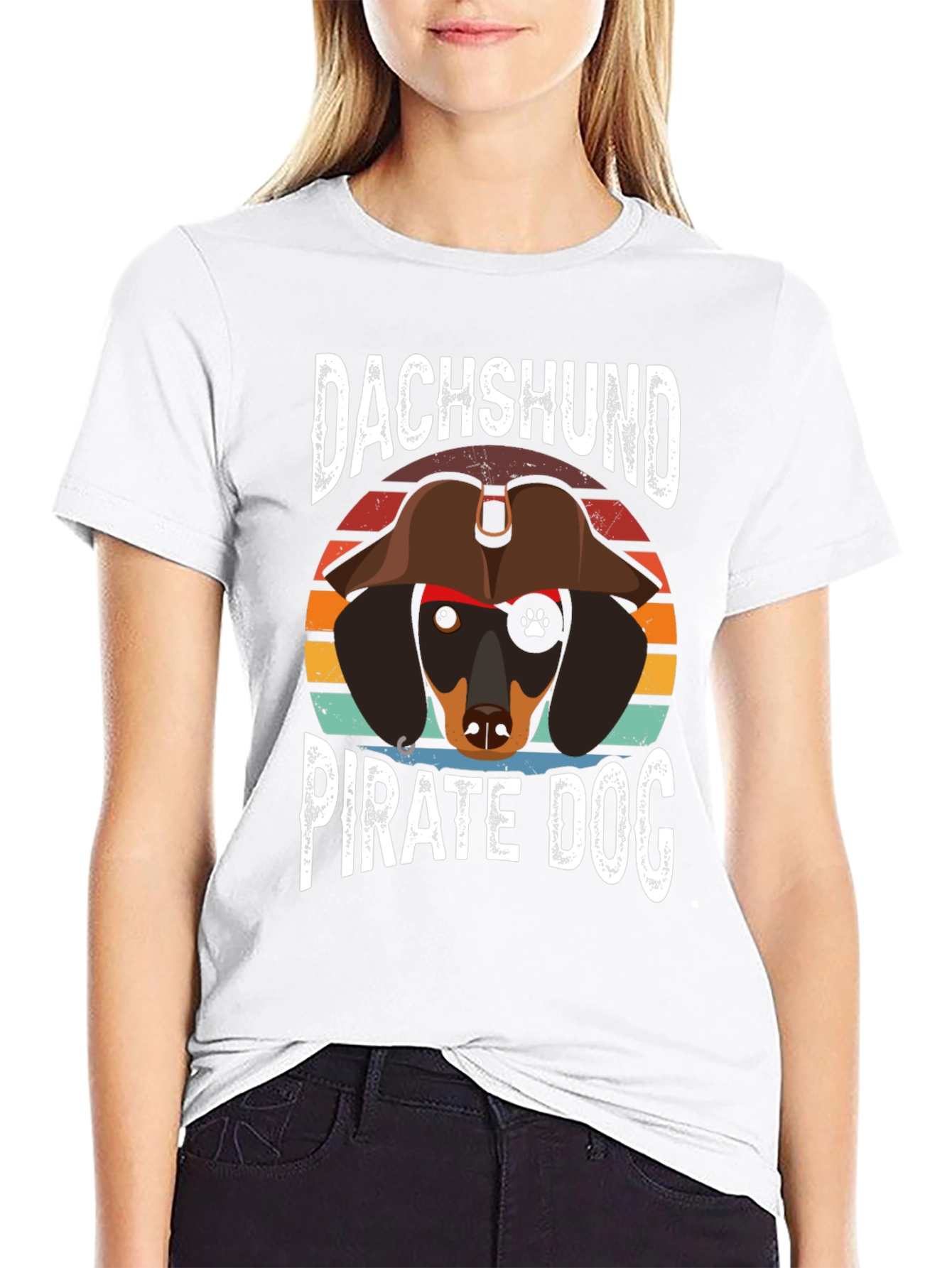 Dachshund Pirate Dog T-Shirt - Black