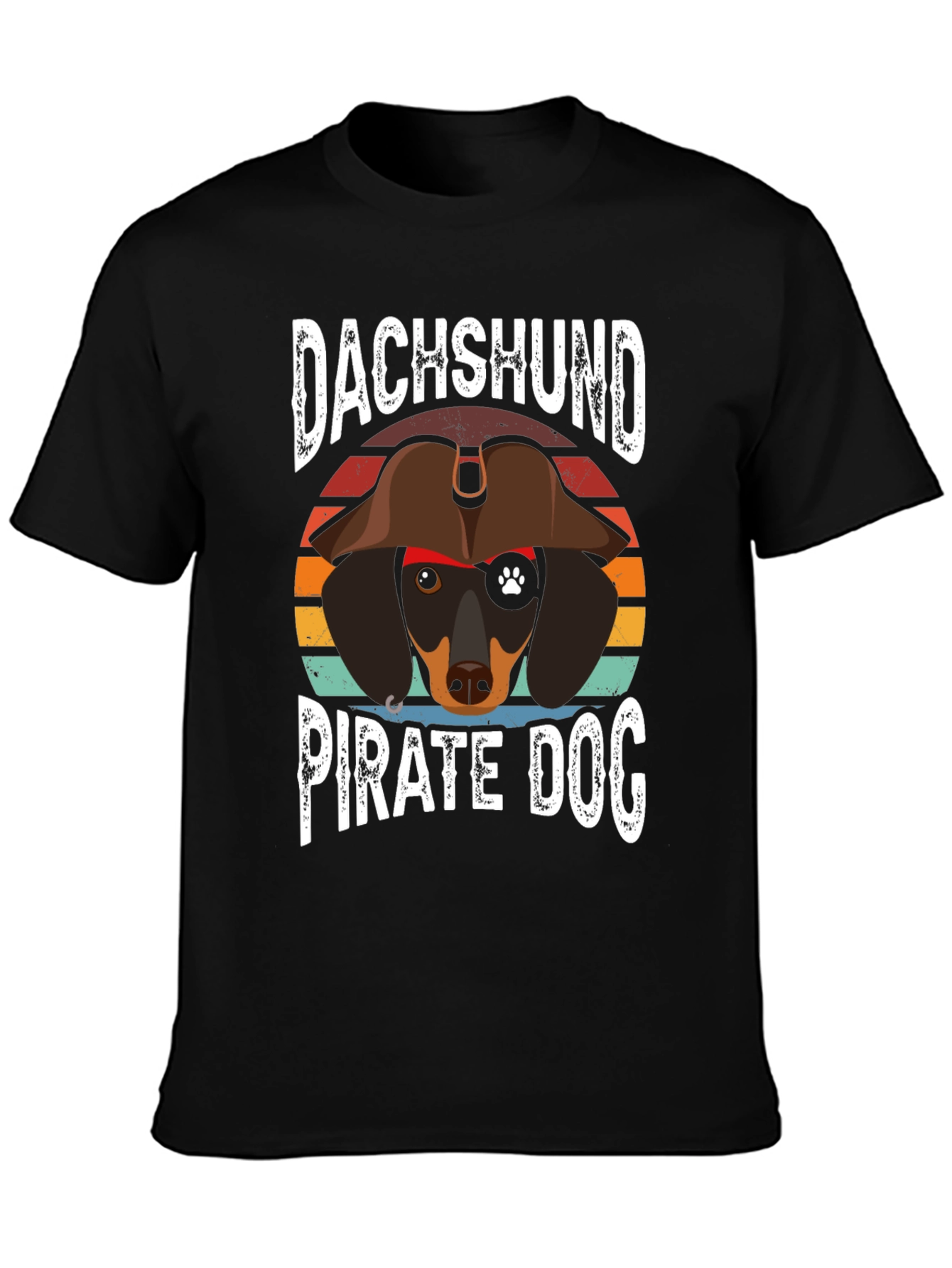 Dachshund Pirate Dog T-Shirt - Black