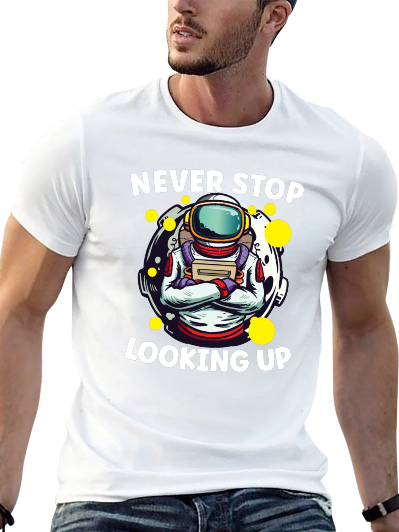 Never Stop Looking Up Astronaut Graphic Tee