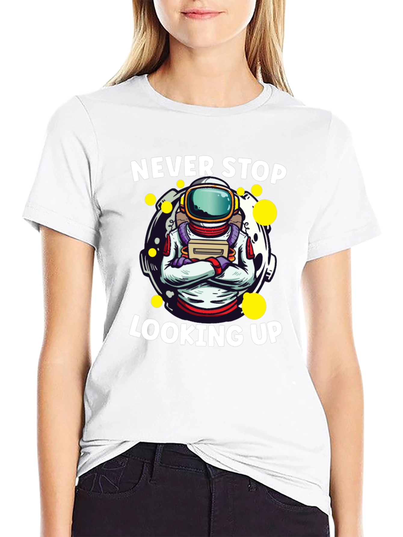 Never Stop Looking Up Astronaut Graphic Tee