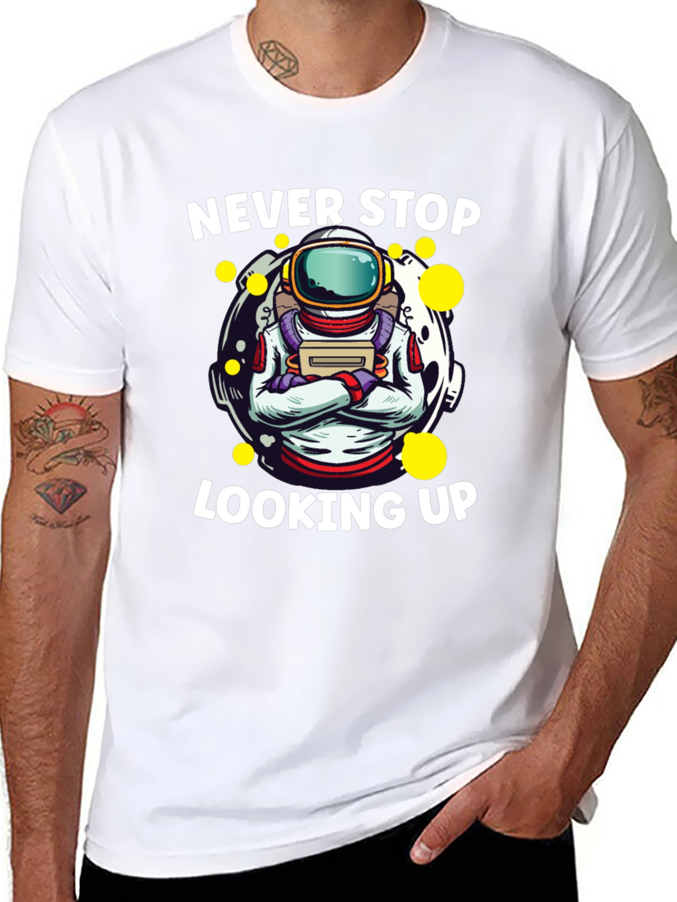 Never Stop Looking Up Astronaut Graphic Tee