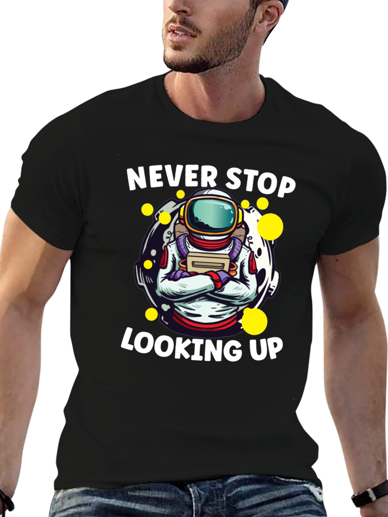 Never Stop Looking Up Astronaut Graphic Tee