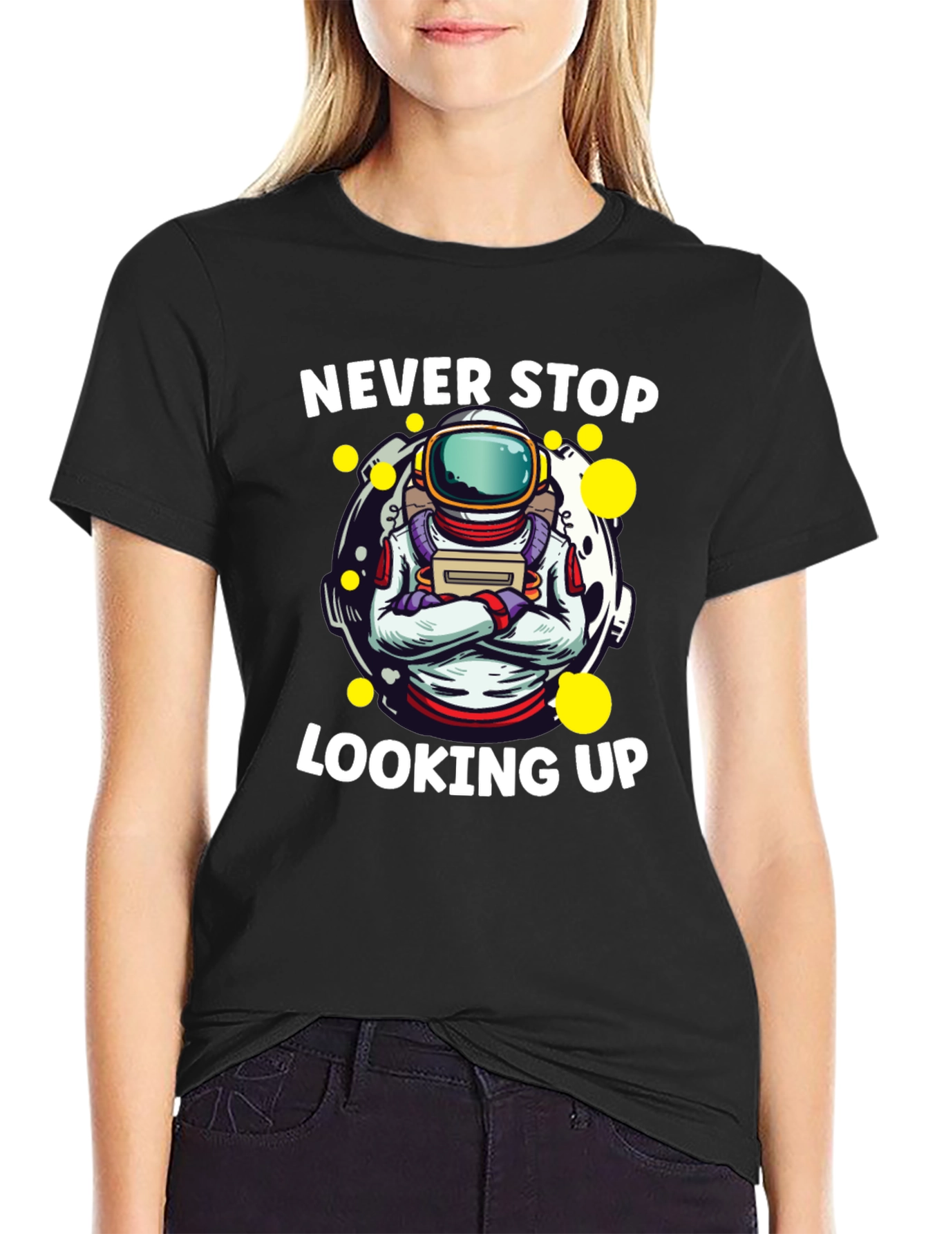 Never Stop Looking Up Astronaut Graphic Tee