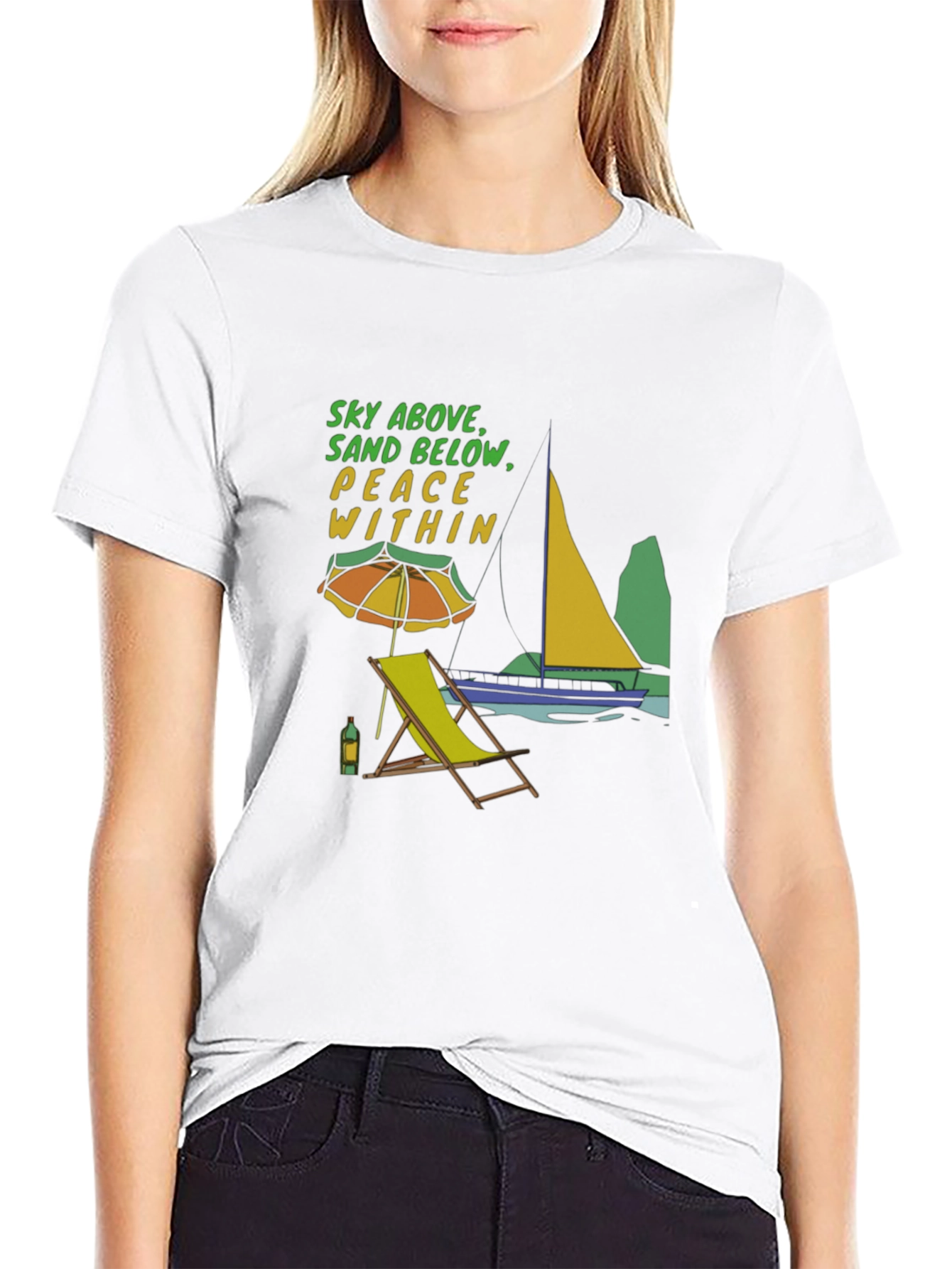 Beach Vibes T-Shirt: Sky Above Sand Below Peace Within