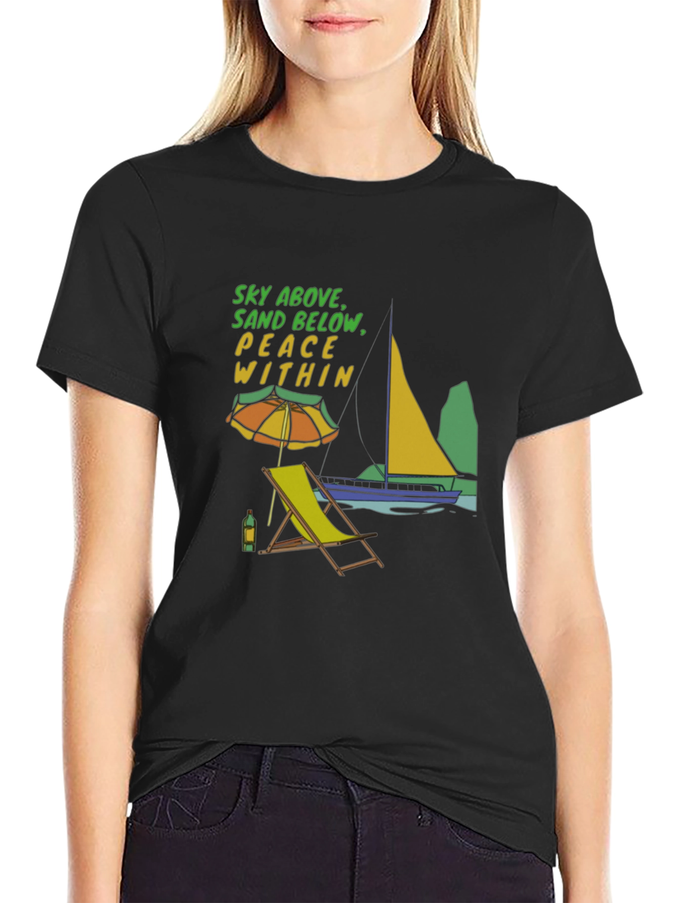 Beach Vibes T-Shirt: Sky Above Sand Below Peace Within