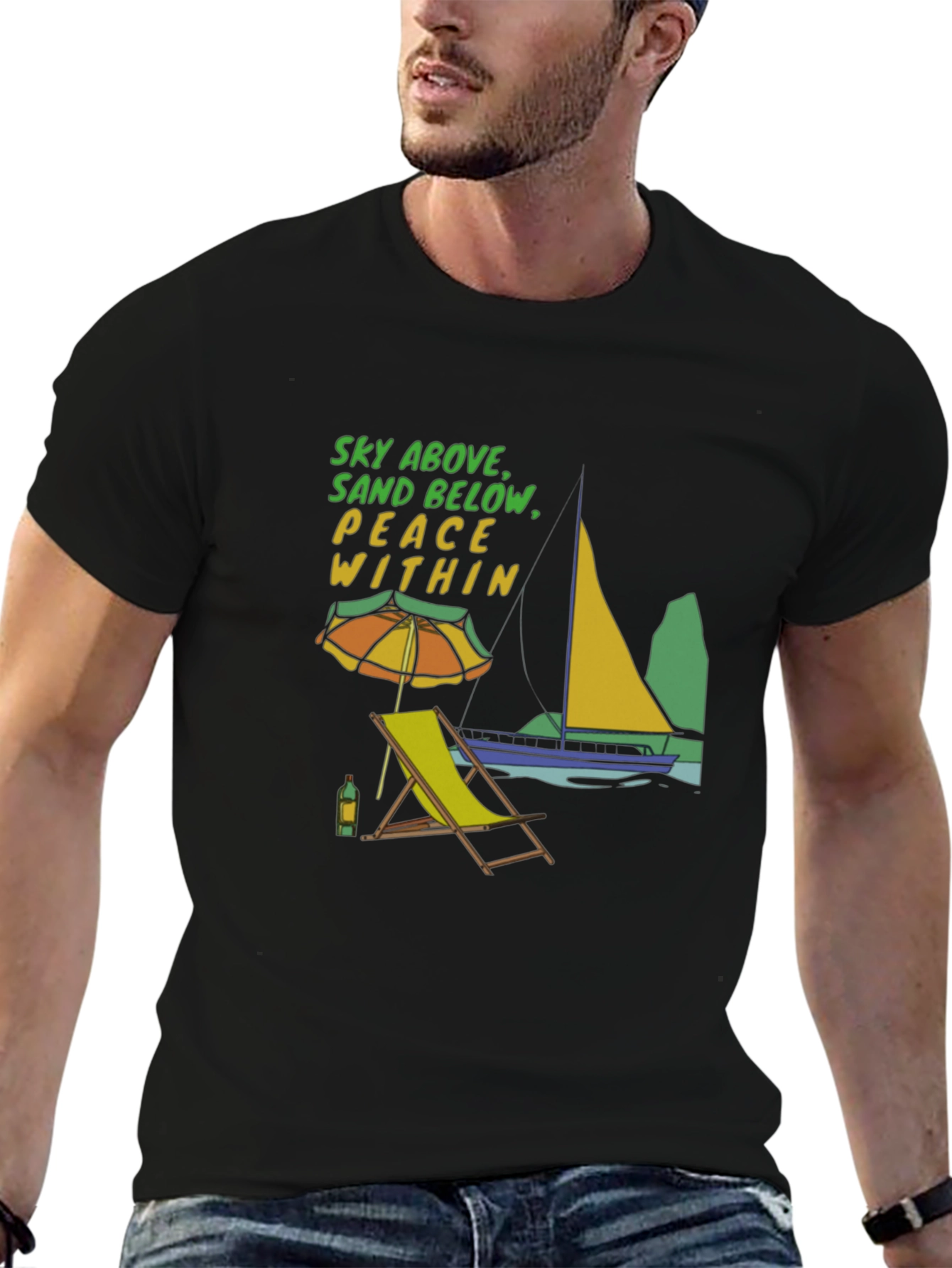 Beach Vibes T-Shirt: Sky Above Sand Below Peace Within