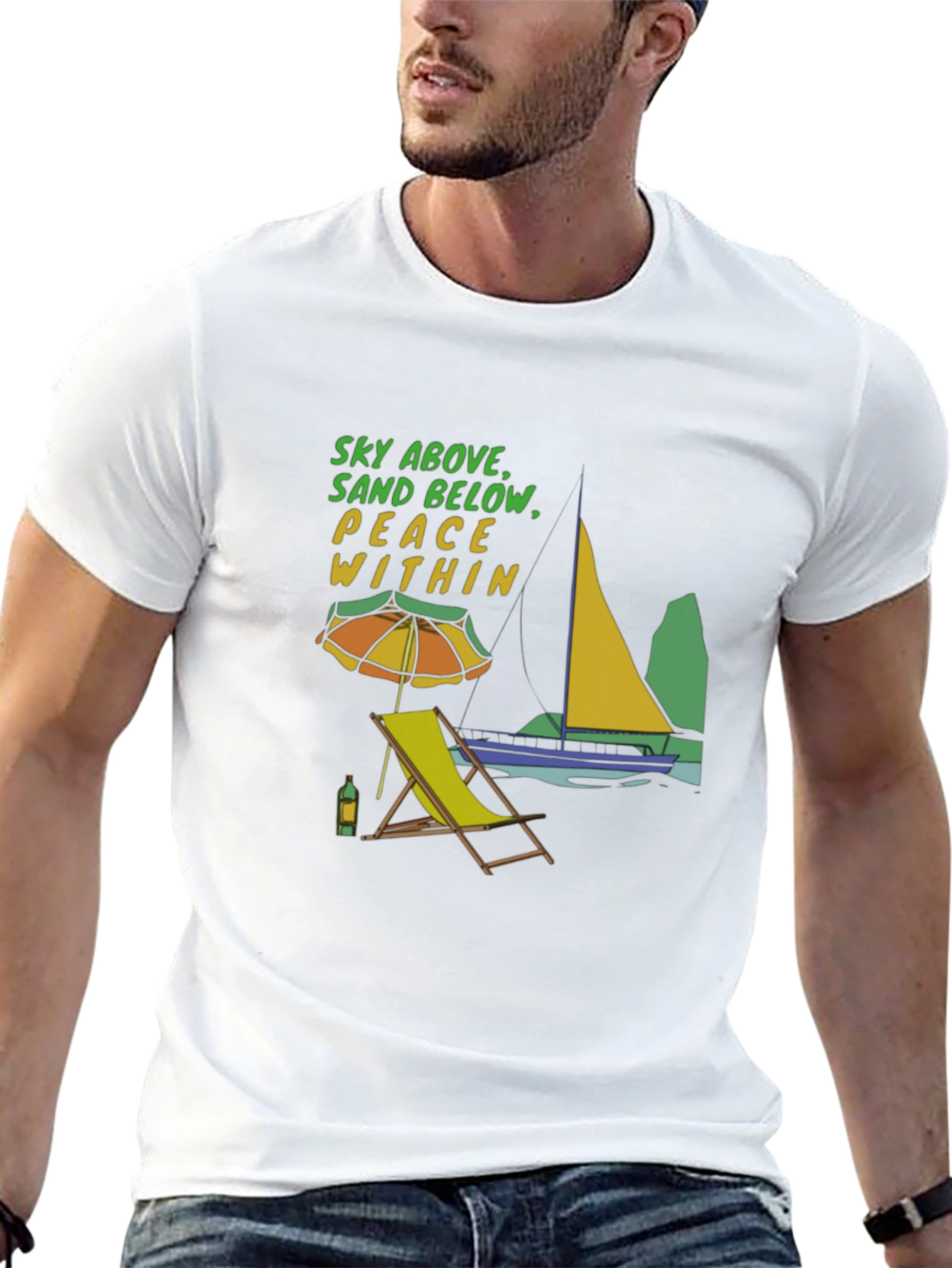 Beach Vibes T-Shirt: Sky Above Sand Below Peace Within