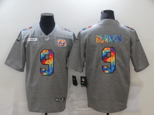 Men's Cincinnati Bengals Joe Burrow #9 Gray Game Jerseys