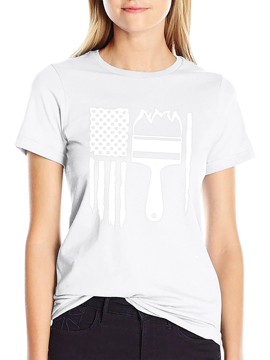 Patriotic Painter T-Shirt - American Flag Paintbrush Design