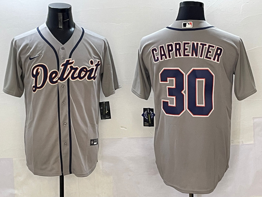Men's Detroit Tigers Kerry Carpenter #30 Gray Replica Player Jerseys