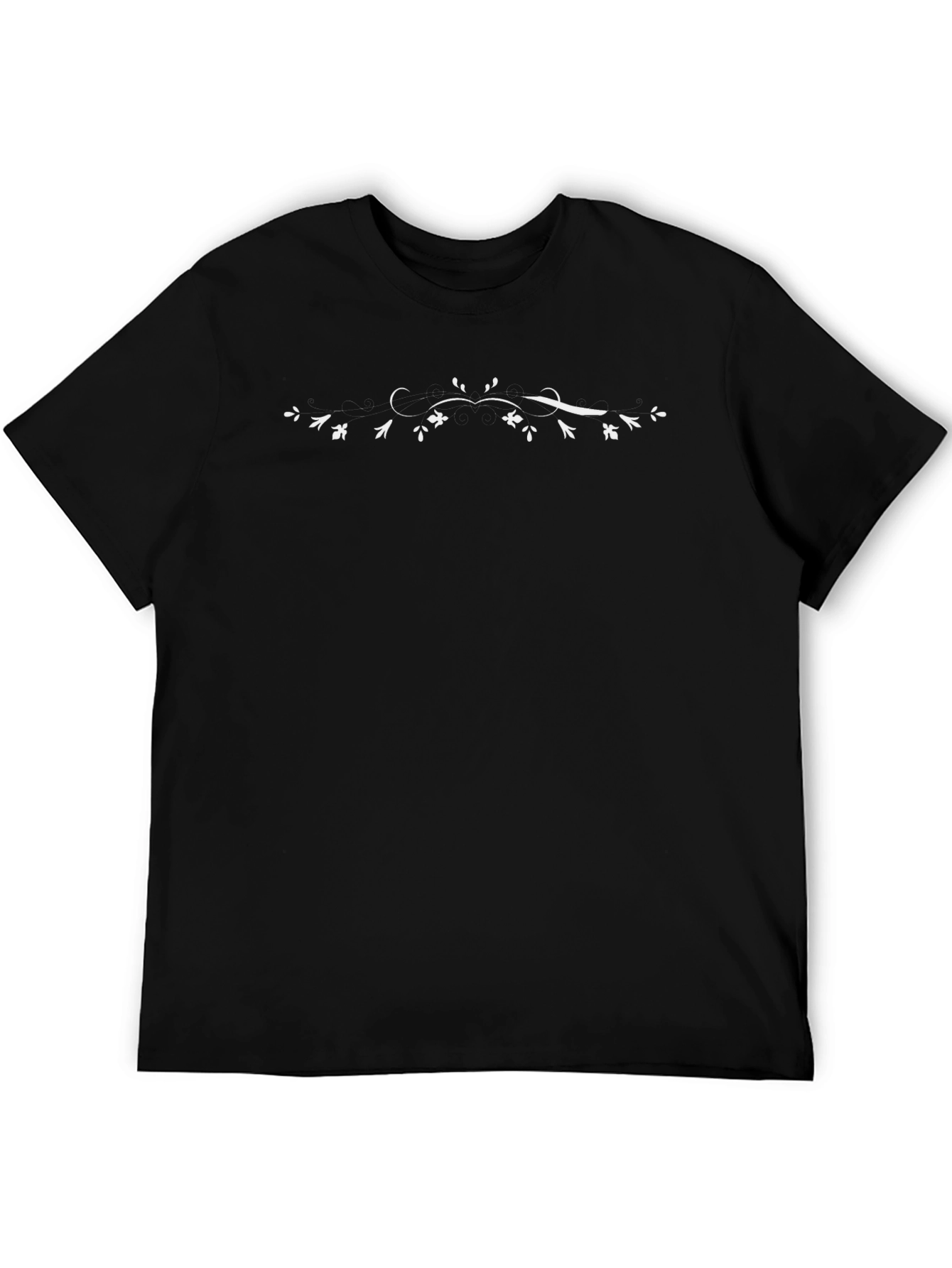 Mens Black Tee with Floral Vine Design