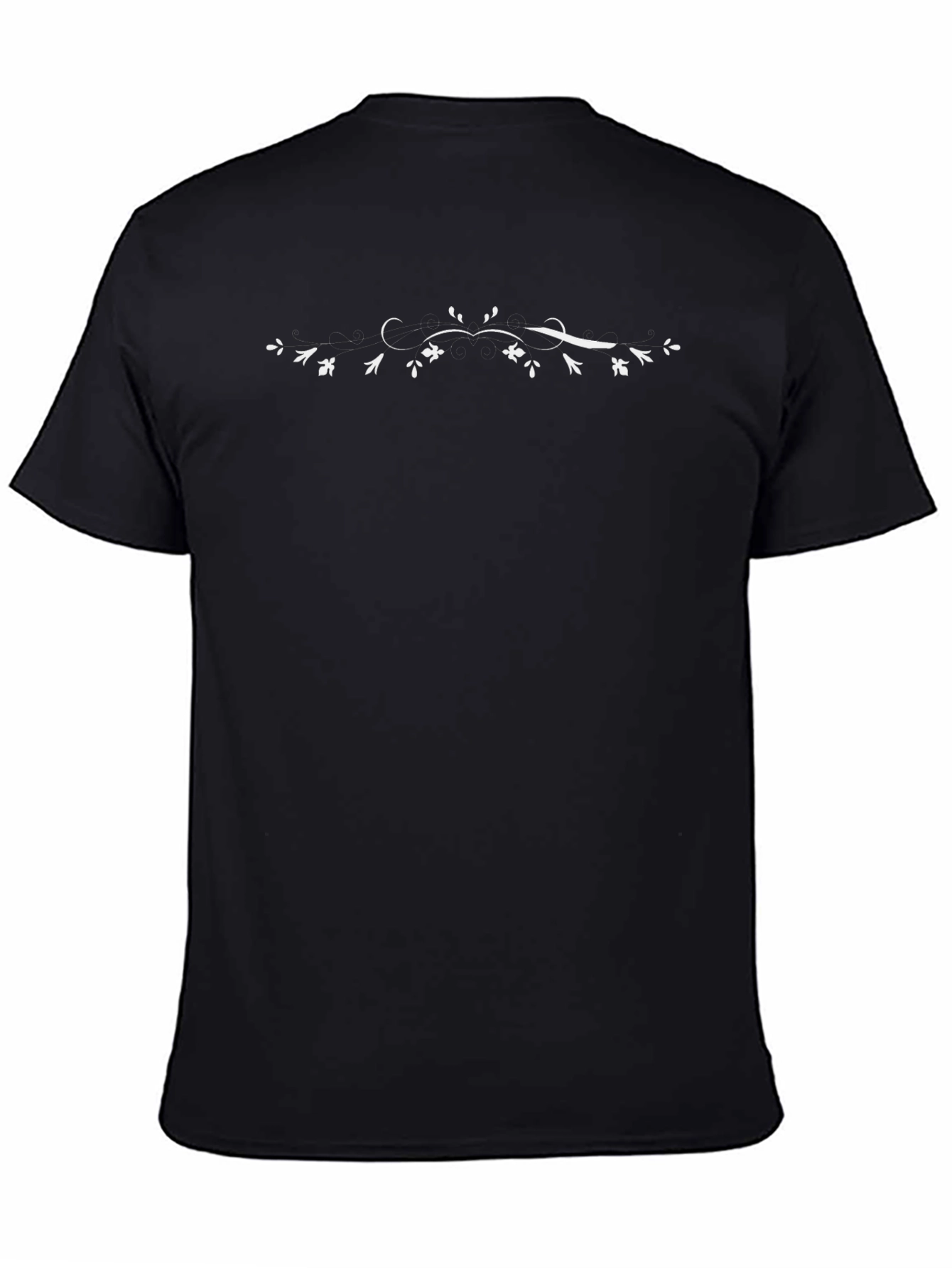 Mens Black Tee with Floral Vine Design