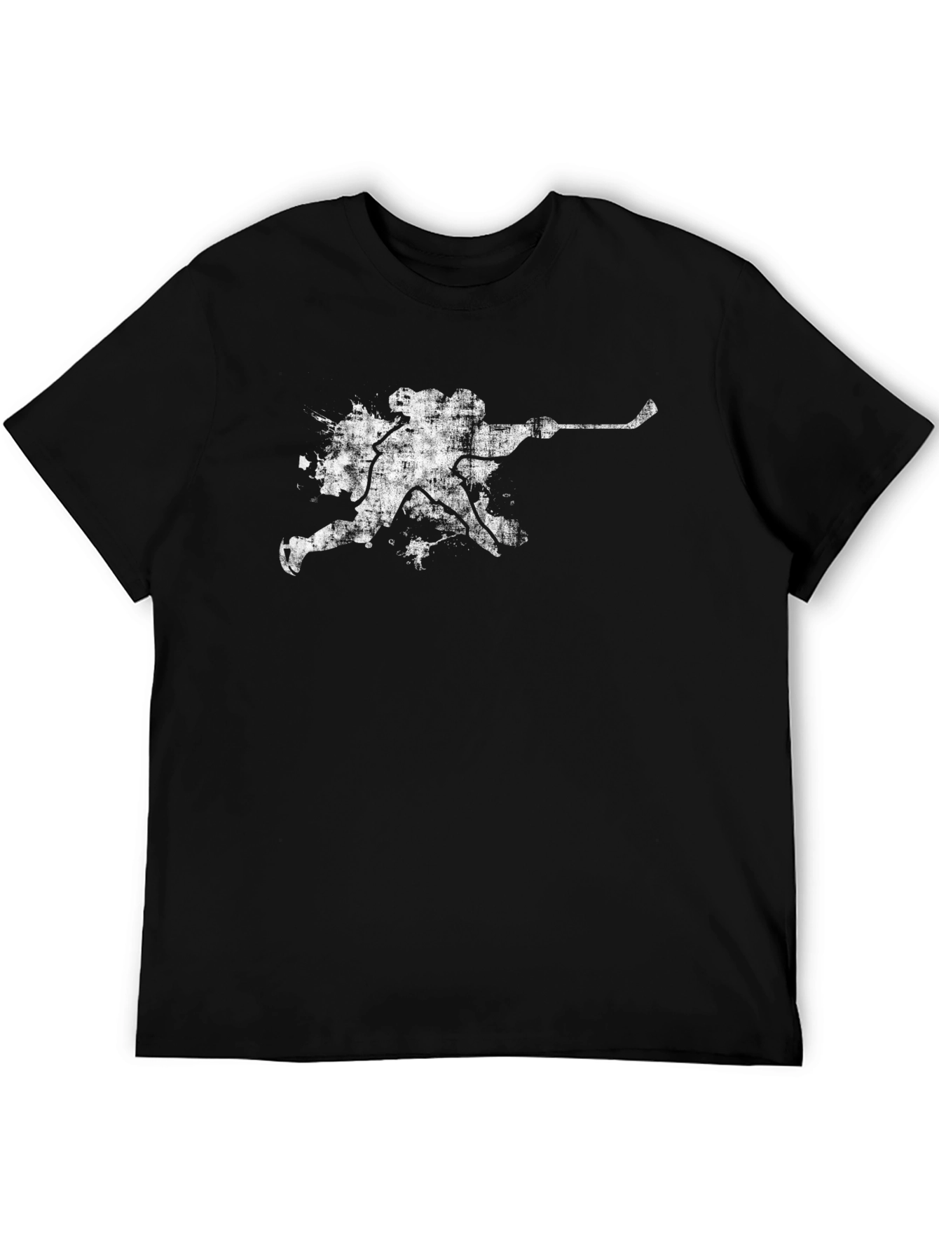 Grunge Hockey Player T-Shirt - Black