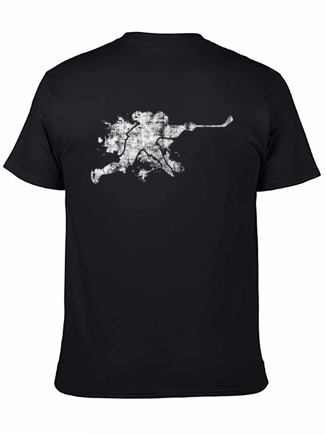 Grunge Hockey Player T-Shirt - Black