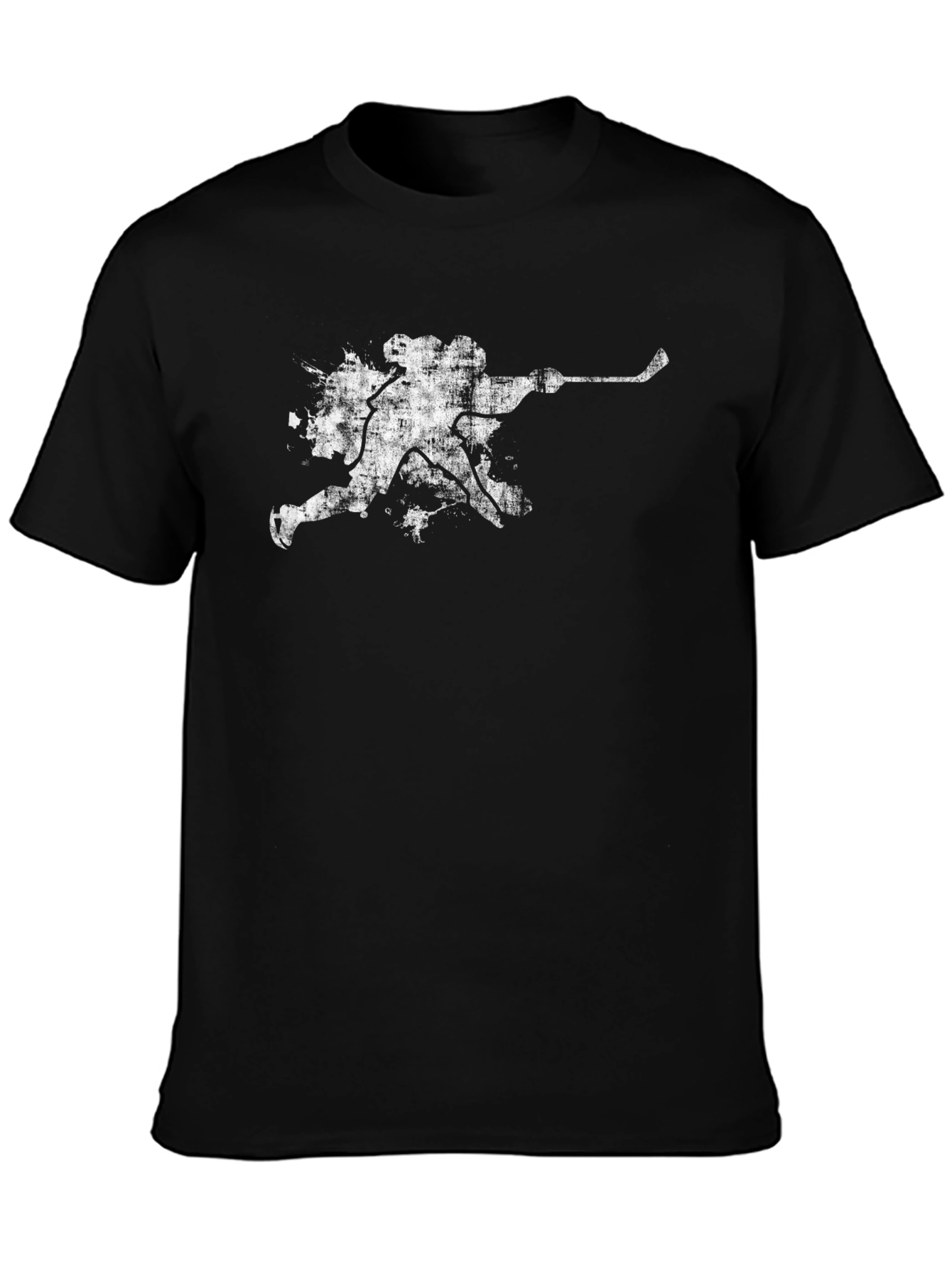 Grunge Hockey Player T-Shirt - Black