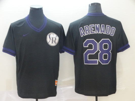 Men's Colorado Rockies Nolan Arenado #28 Black Replica Player Jerseys