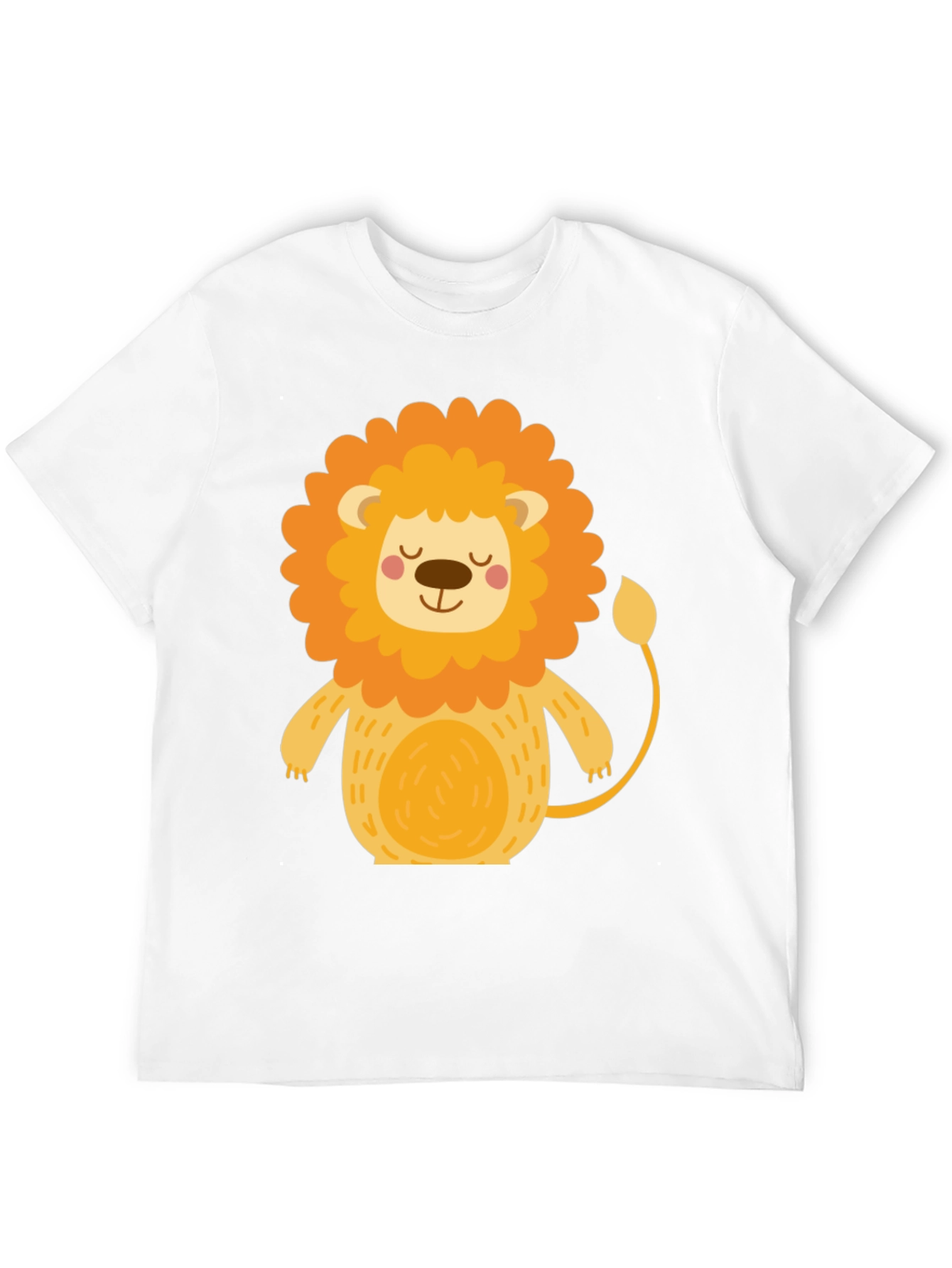 Cute Cartoon Lion Black T-Shirt