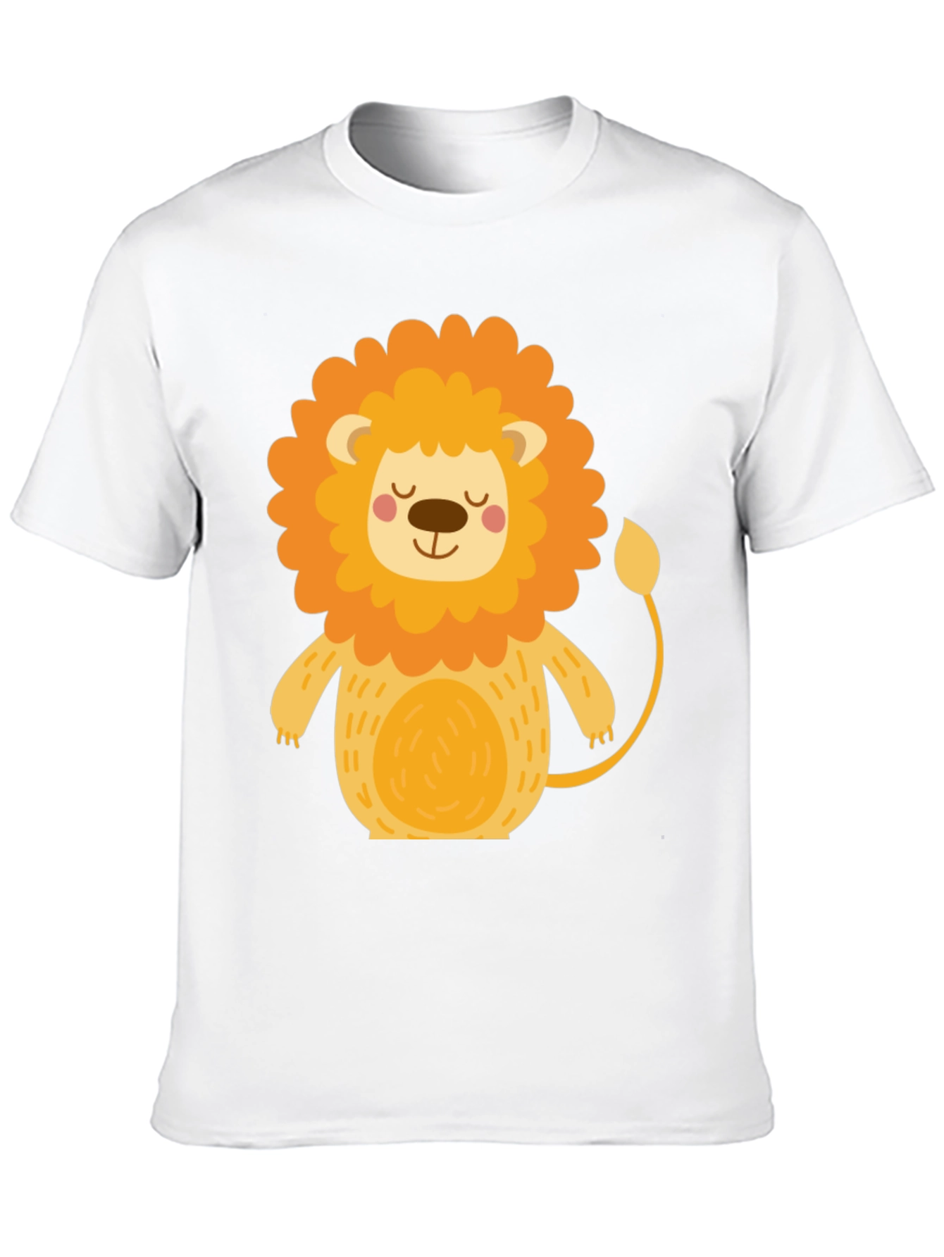 Cute Cartoon Lion Black T-Shirt
