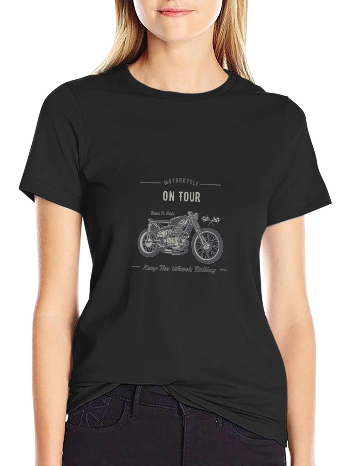 Motorcycle On Tour Graphic T-Shirt - Classic Black