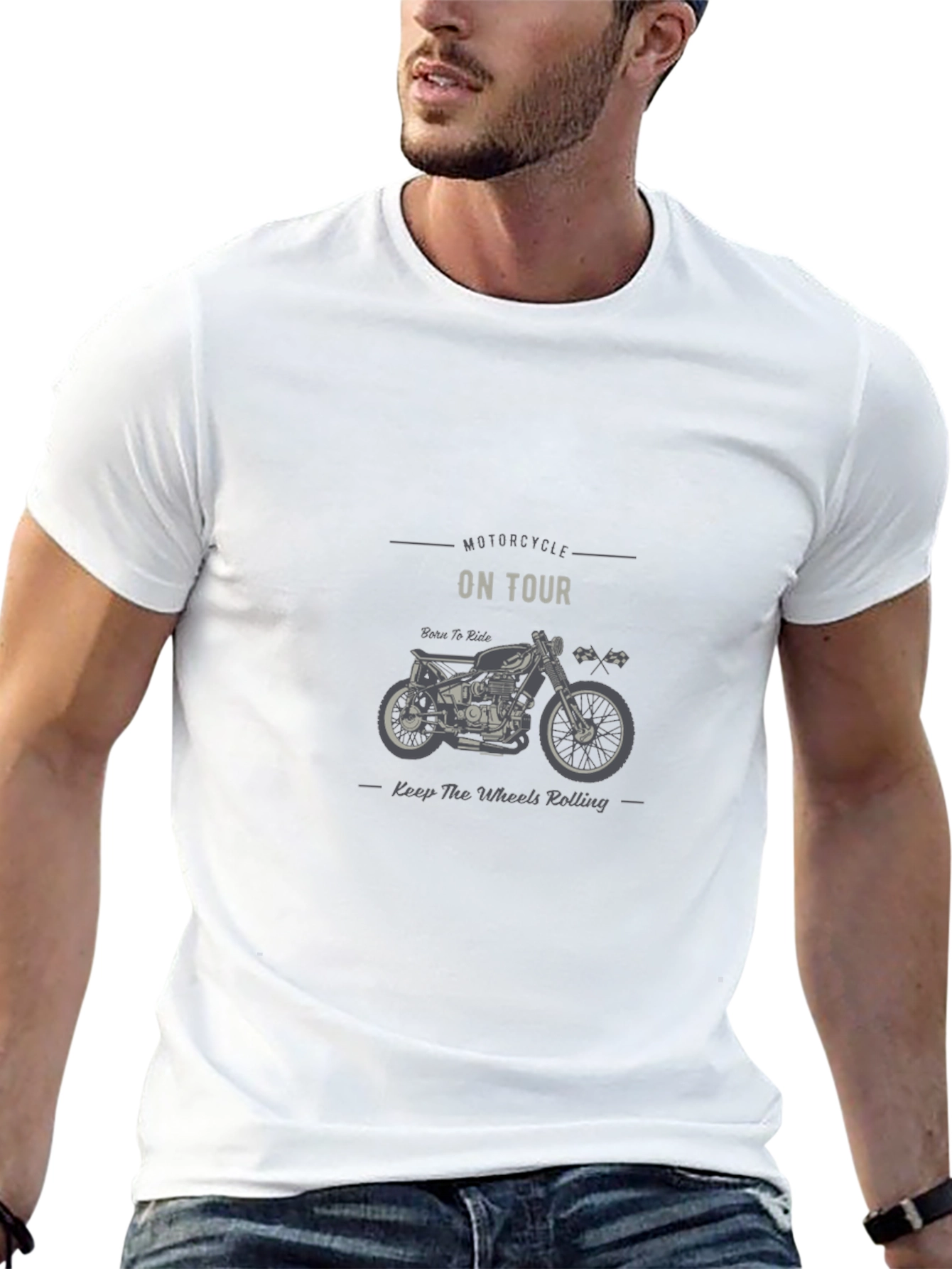 Motorcycle On Tour Graphic T-Shirt - Classic Black