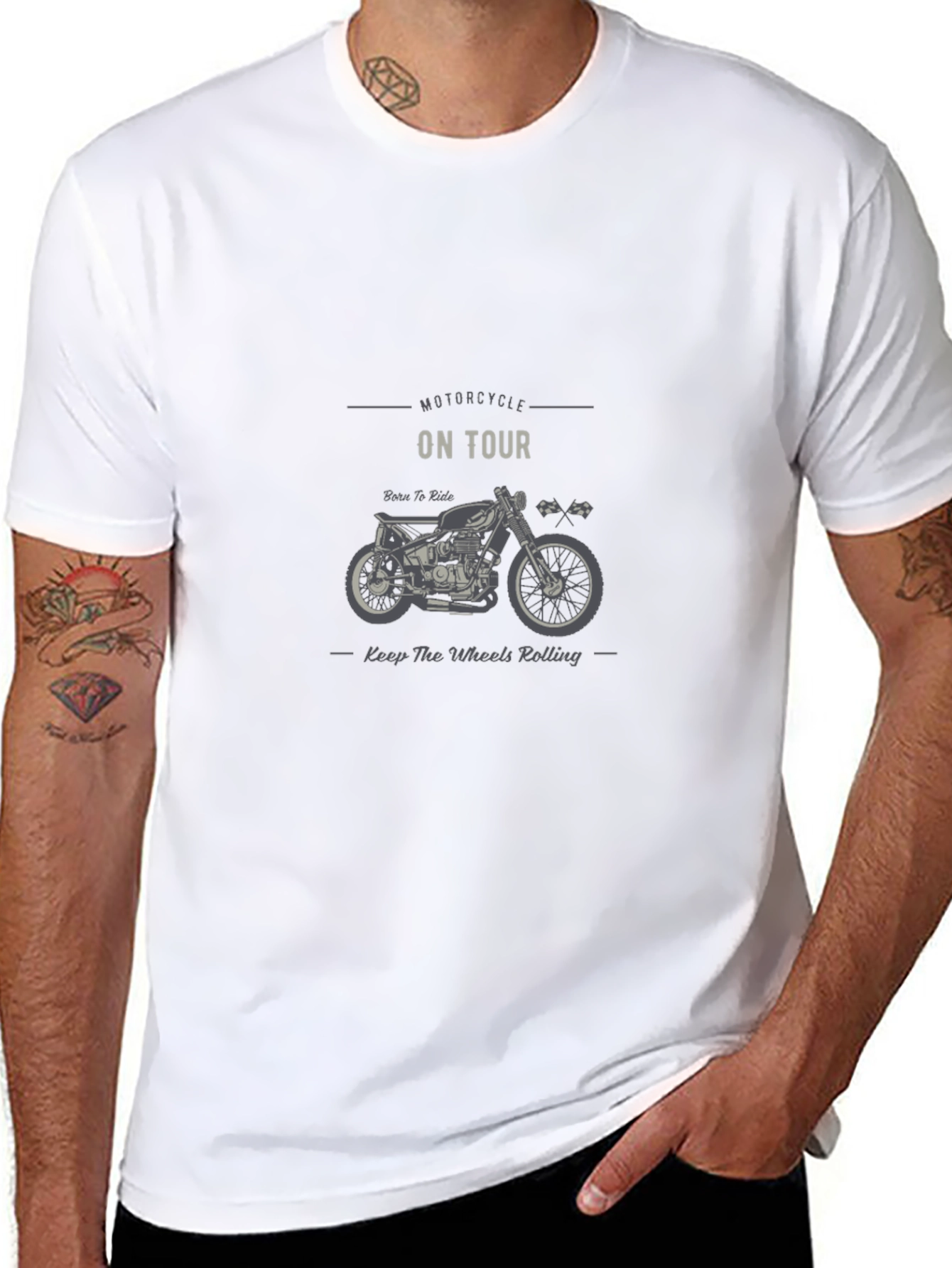 Motorcycle On Tour Graphic T-Shirt - Classic Black