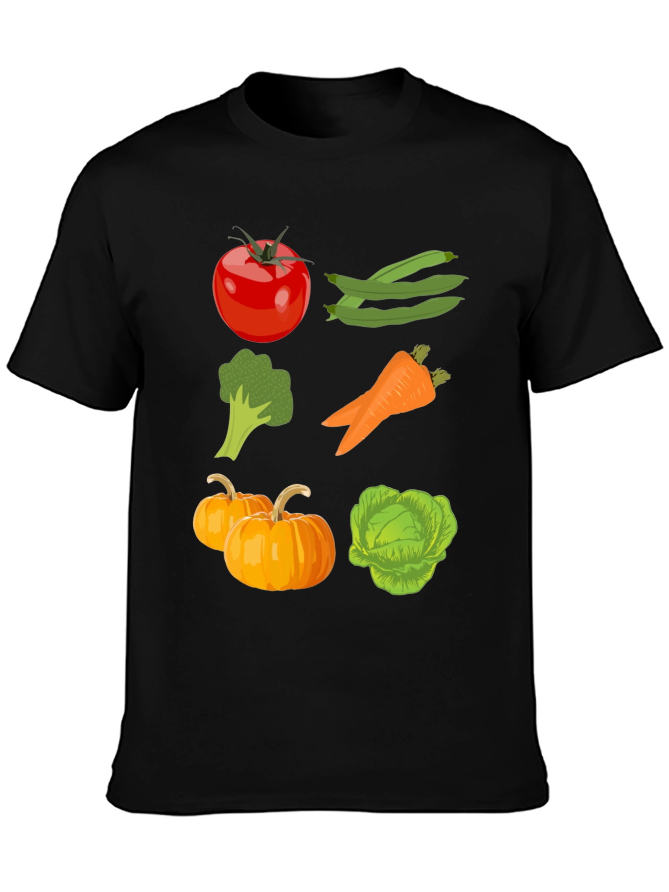 Vegetable Print Black Graphic Tee
