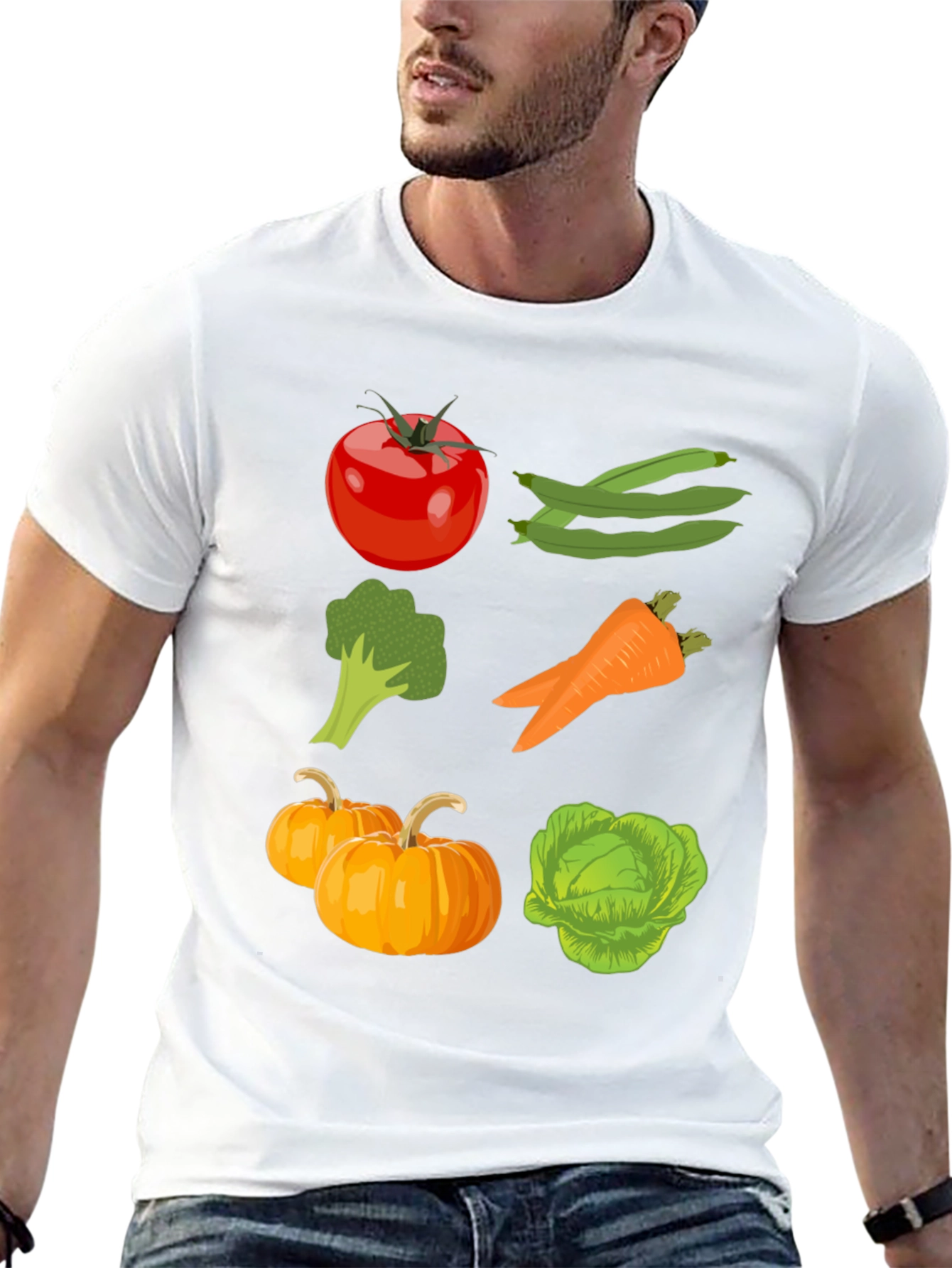 Vegetable Print Black Graphic Tee