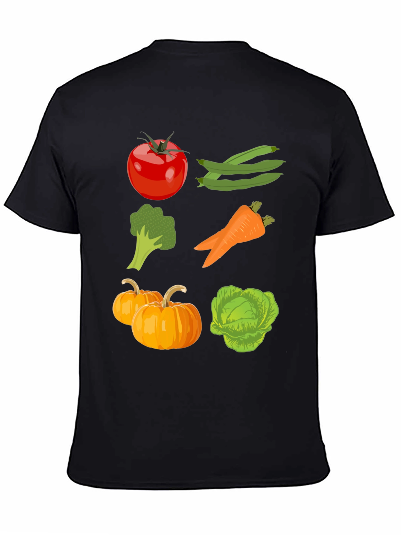 Vegetable Print Black Graphic Tee