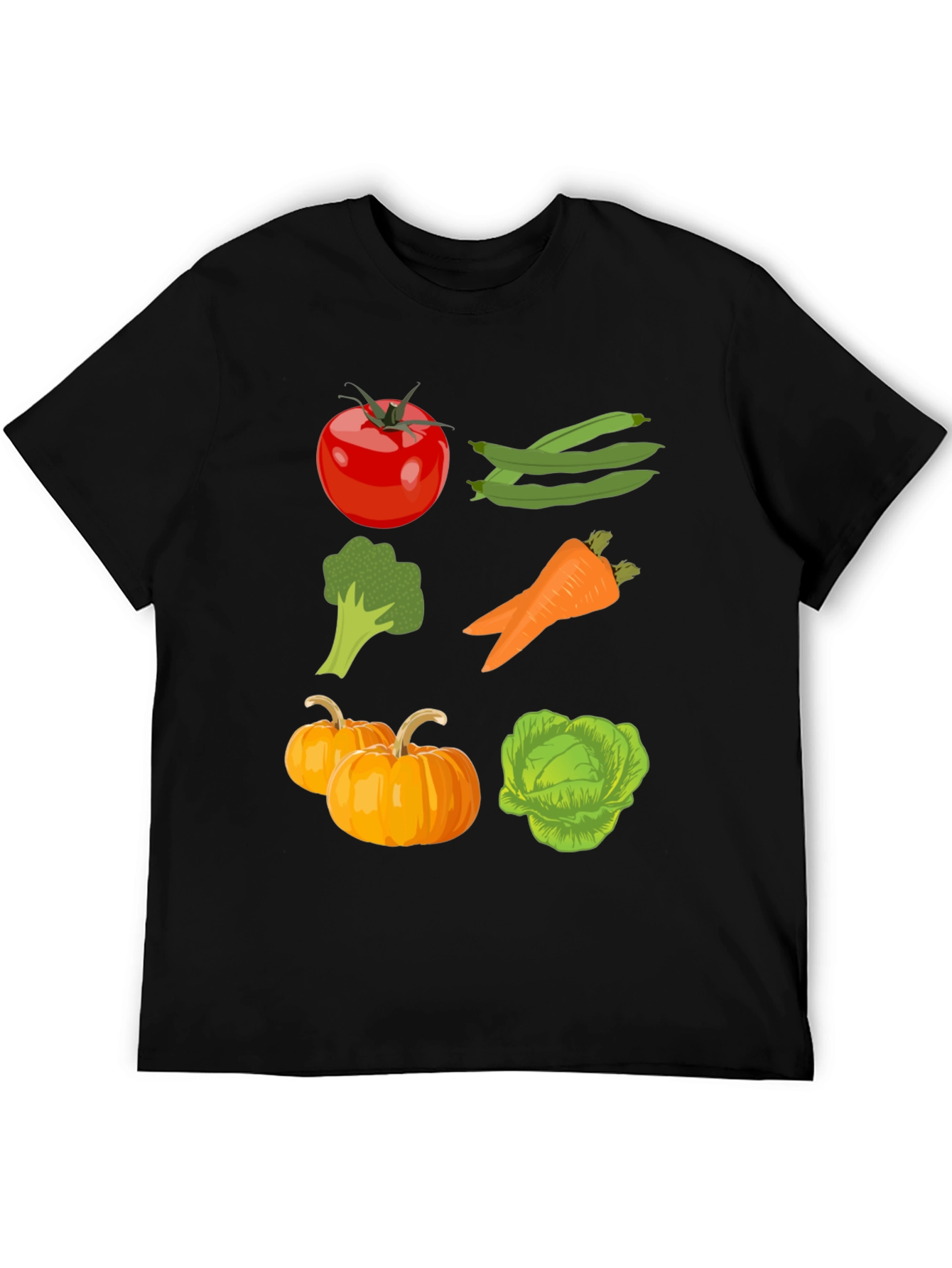 Vegetable Print Black Graphic Tee