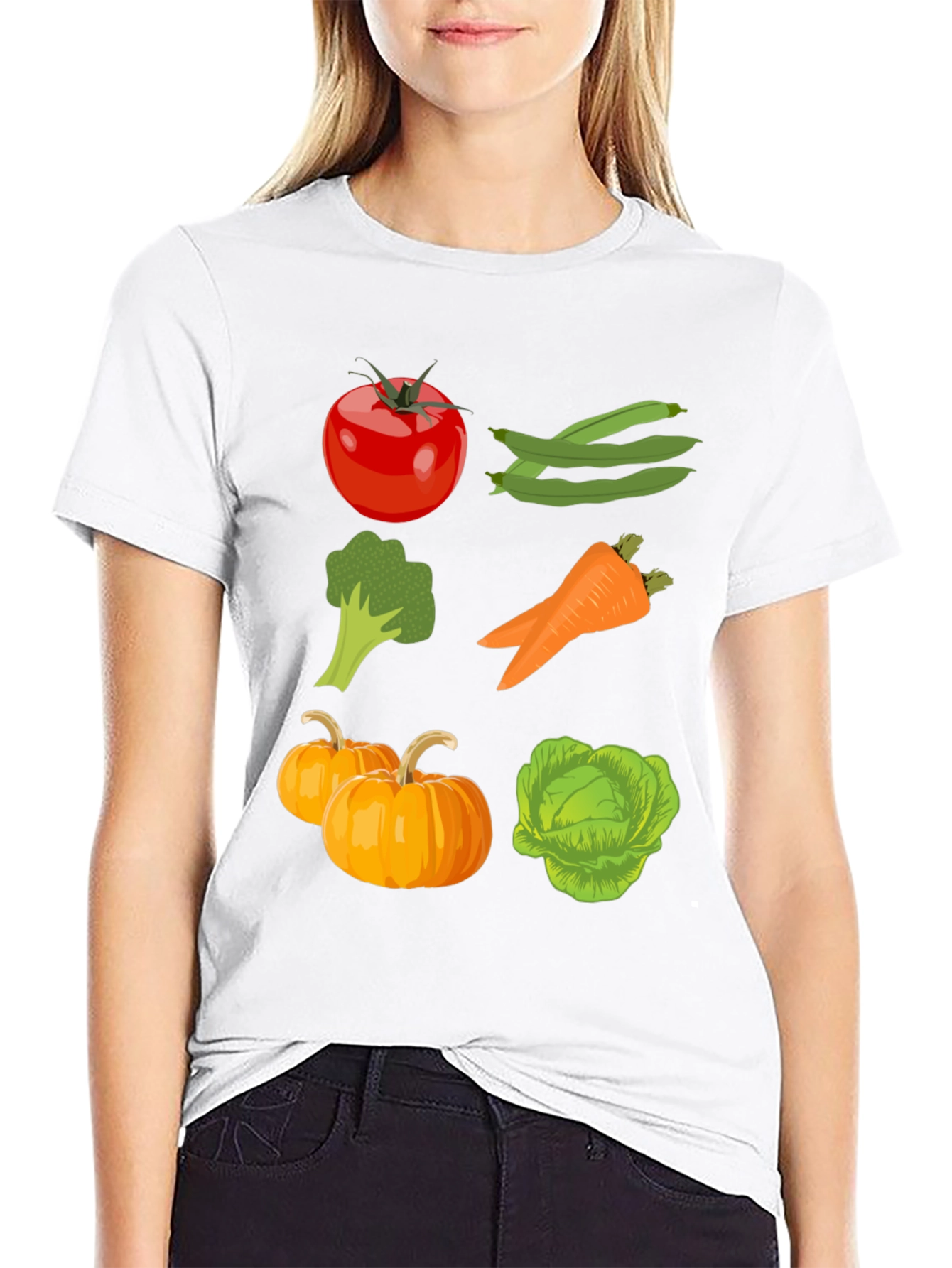 Vegetable Print Black Graphic Tee