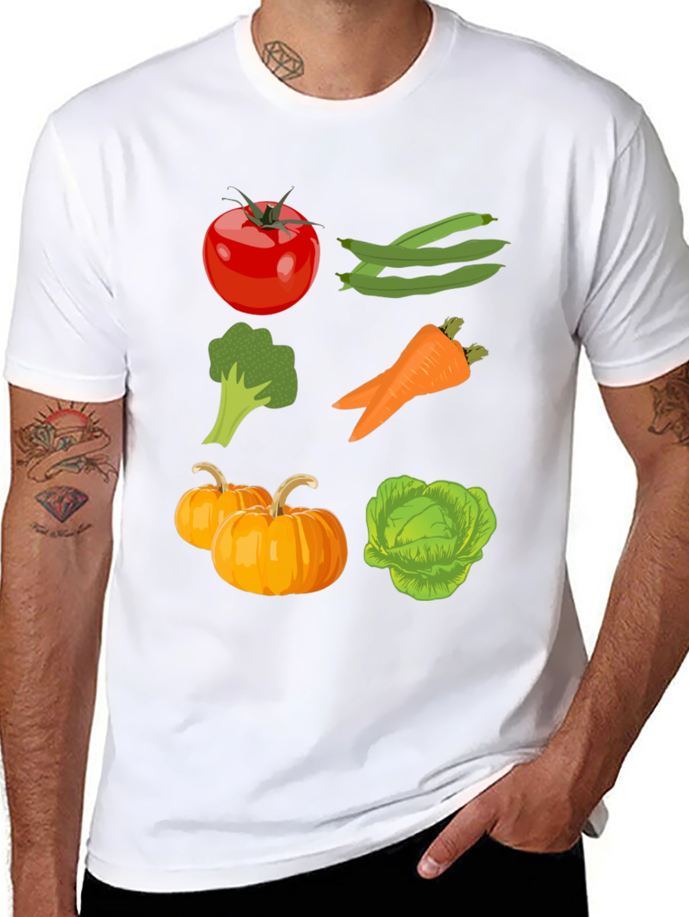 Vegetable Print Black Graphic Tee