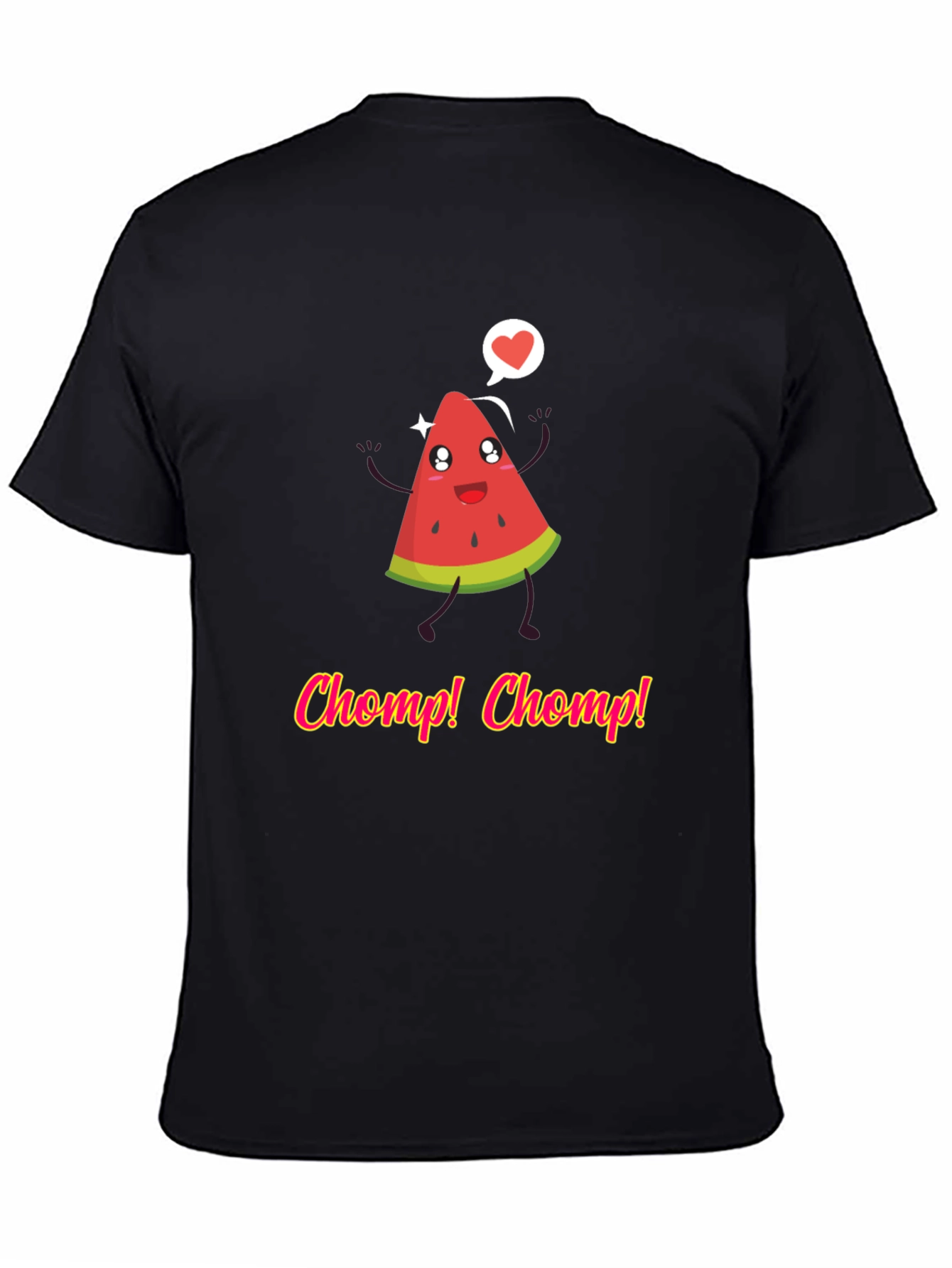 Cute Watermelon Cartoon Black T-shirt