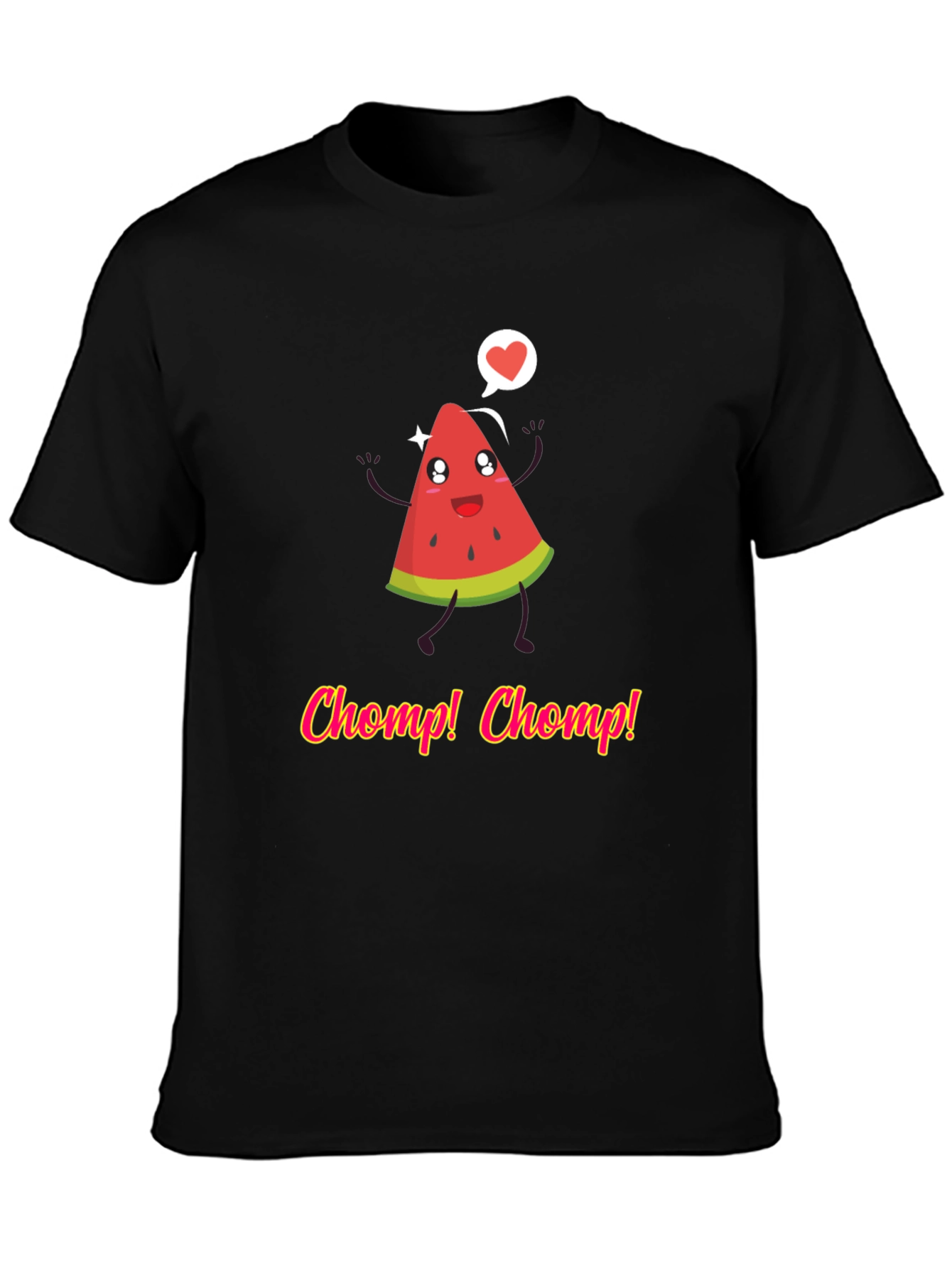 Cute Watermelon Cartoon Black T-shirt