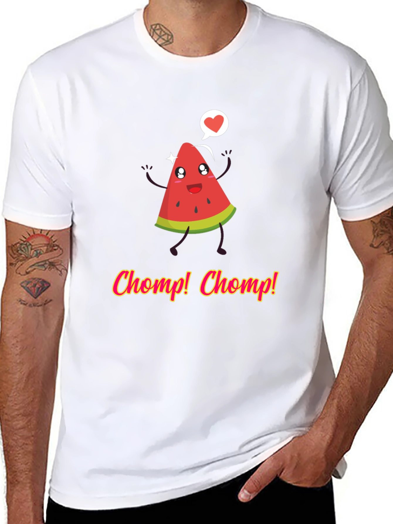 Cute Watermelon Cartoon Black T-shirt