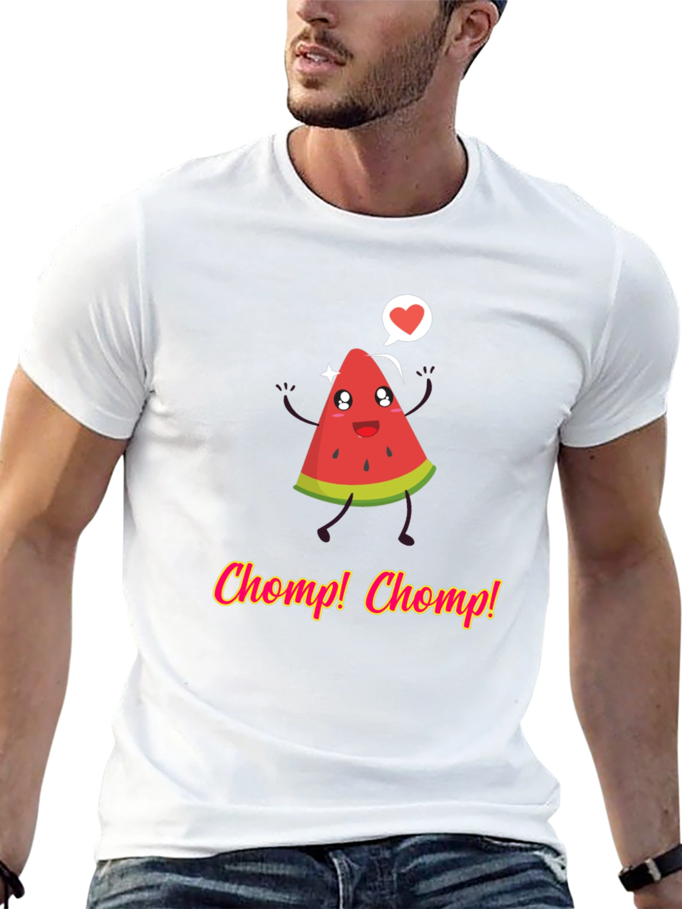 Cute Watermelon Cartoon Black T-shirt