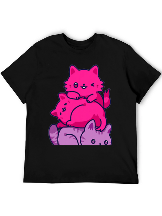 Stacked Cats Graphic Tee - Cute and Comfy