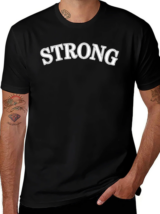 Strong Graphic Tee - Black Cotton Casual Shirt