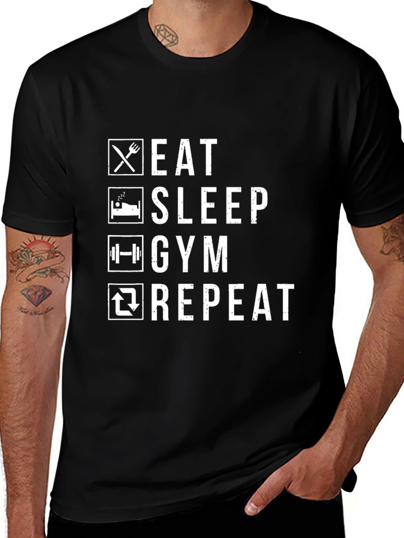 Eat Sleep Gym Repeat Graphic Tee