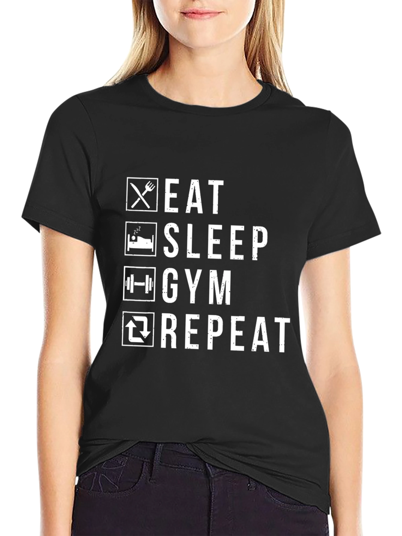 Eat Sleep Gym Repeat Graphic Tee