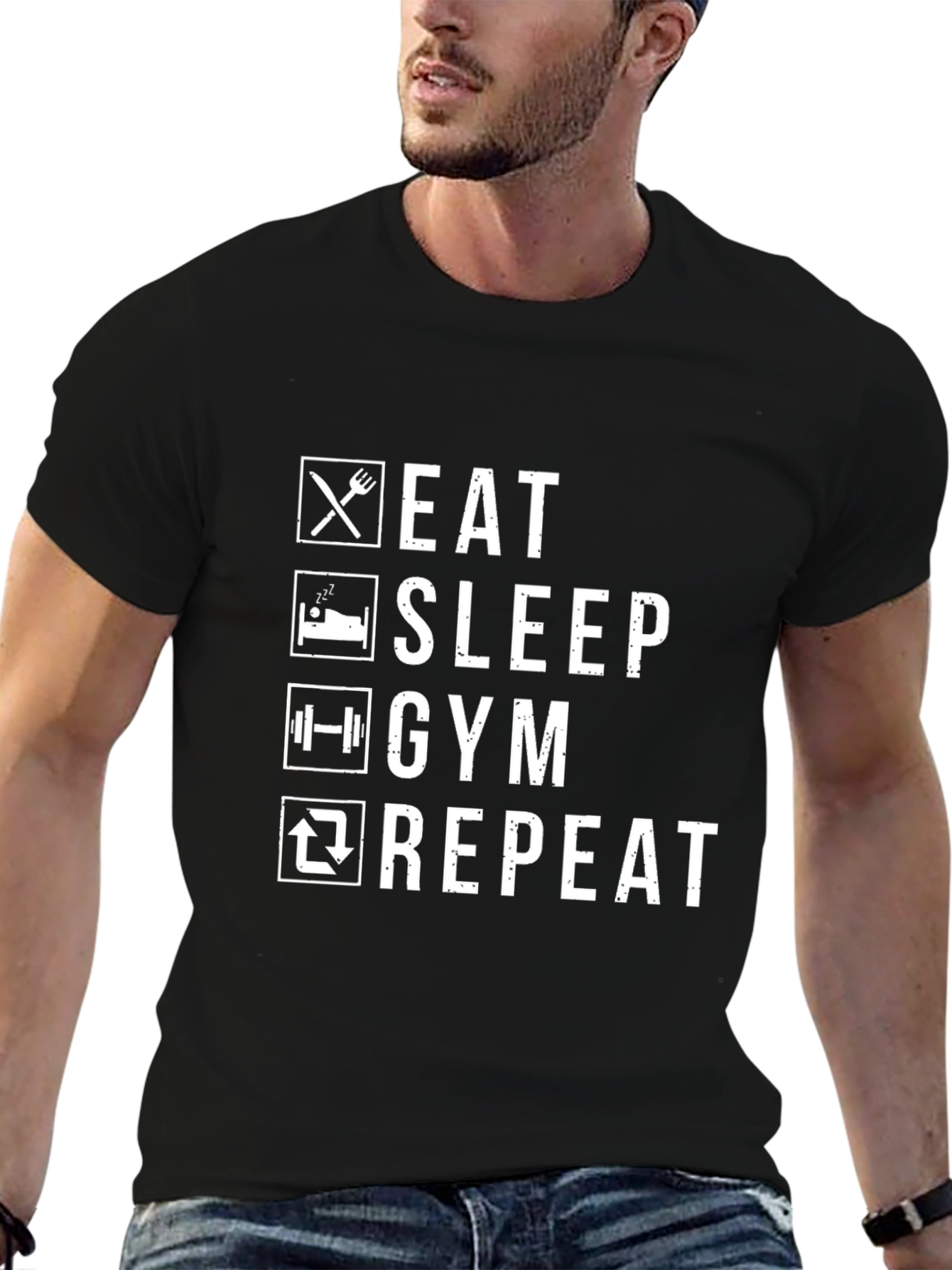Eat Sleep Gym Repeat Graphic Tee