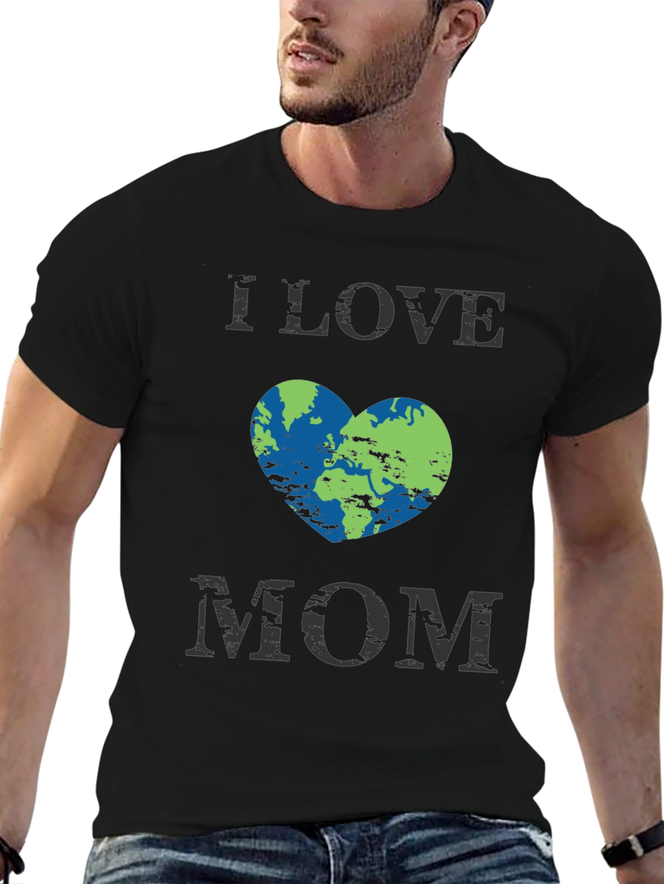 I Love Mom Earth Heart Graphic T-Shirt