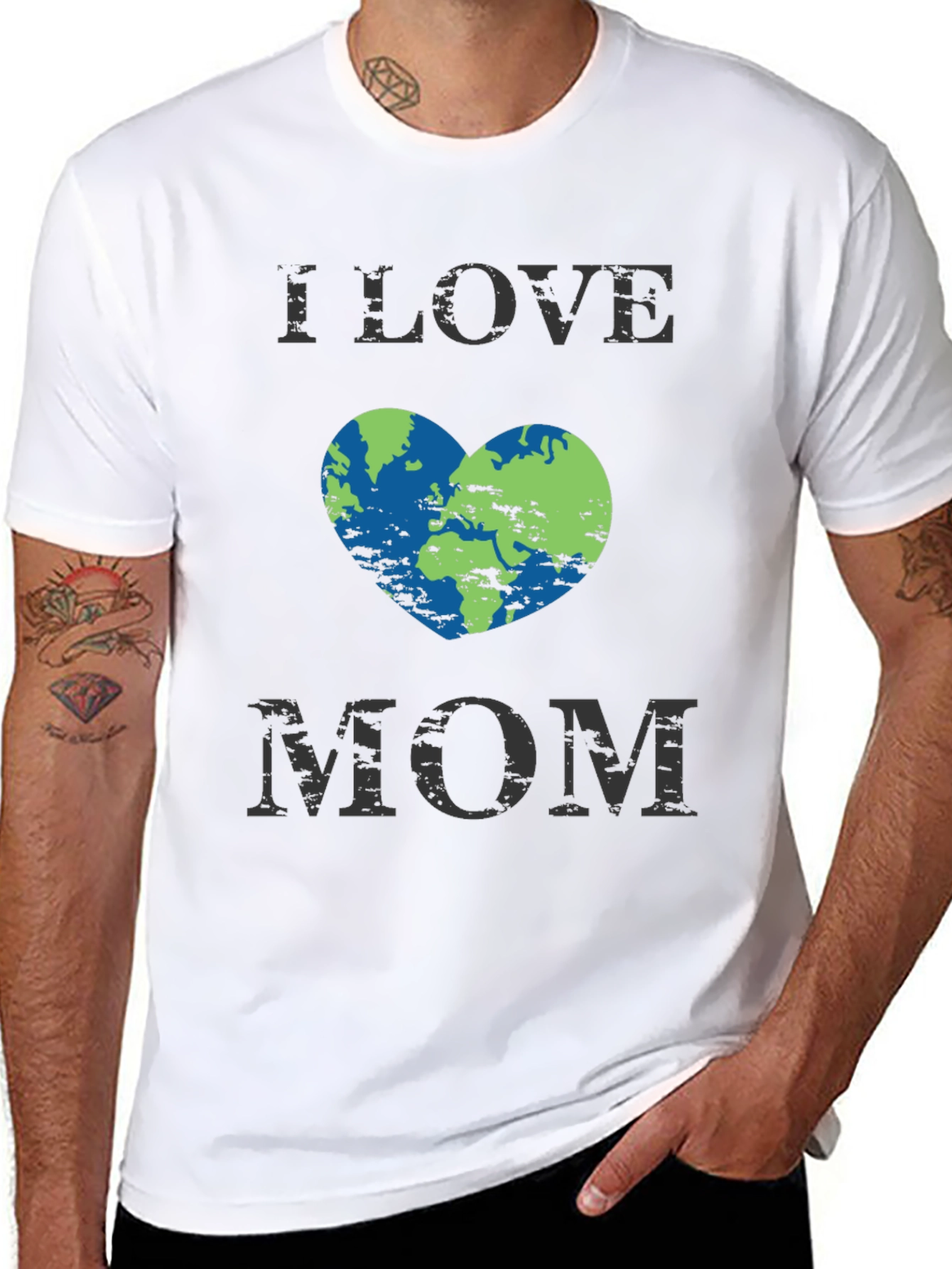I Love Mom Earth Heart Graphic T-Shirt