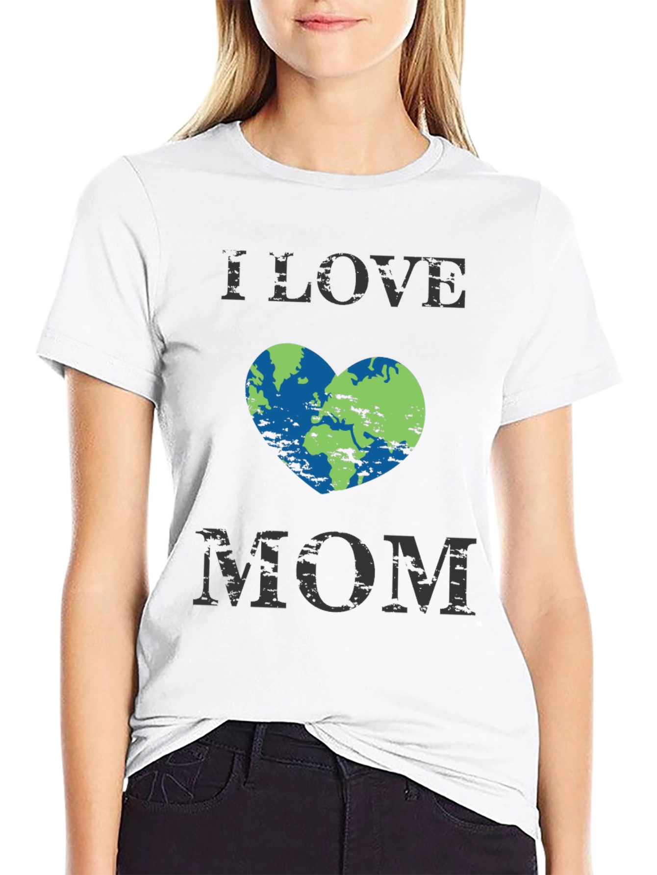 I Love Mom Earth Heart Graphic T-Shirt