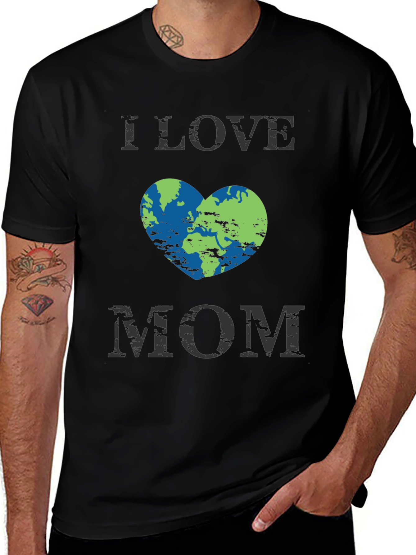 I Love Mom Earth Heart Graphic T-Shirt