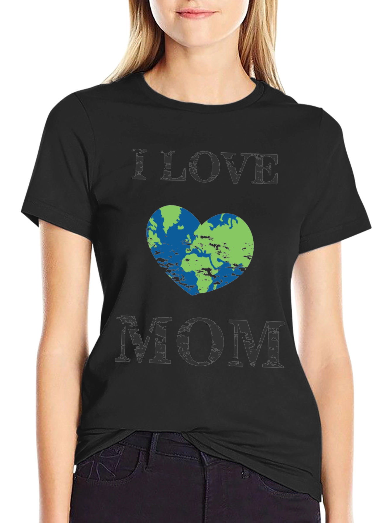 I Love Mom Earth Heart Graphic T-Shirt