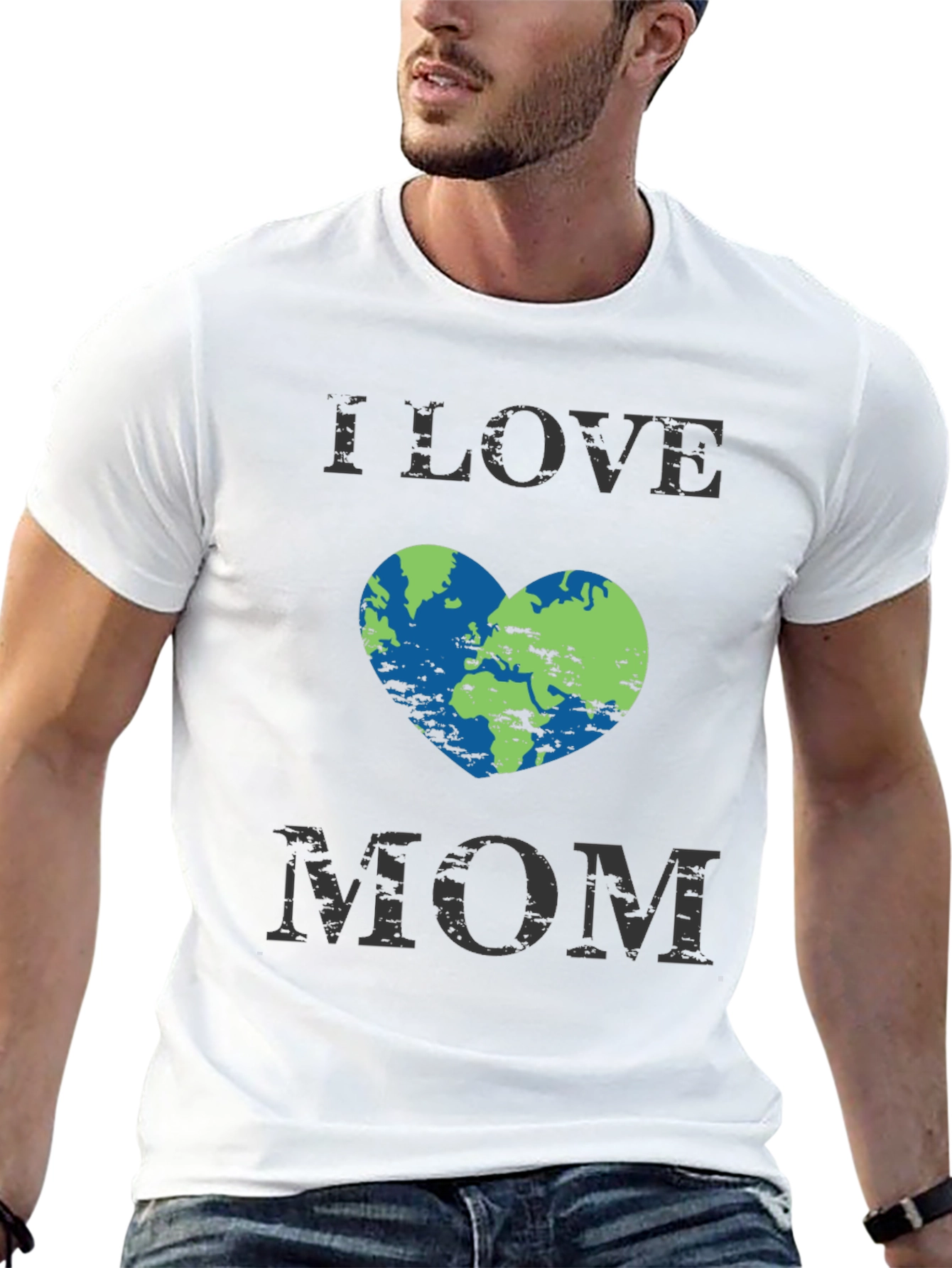 I Love Mom Earth Heart Graphic T-Shirt