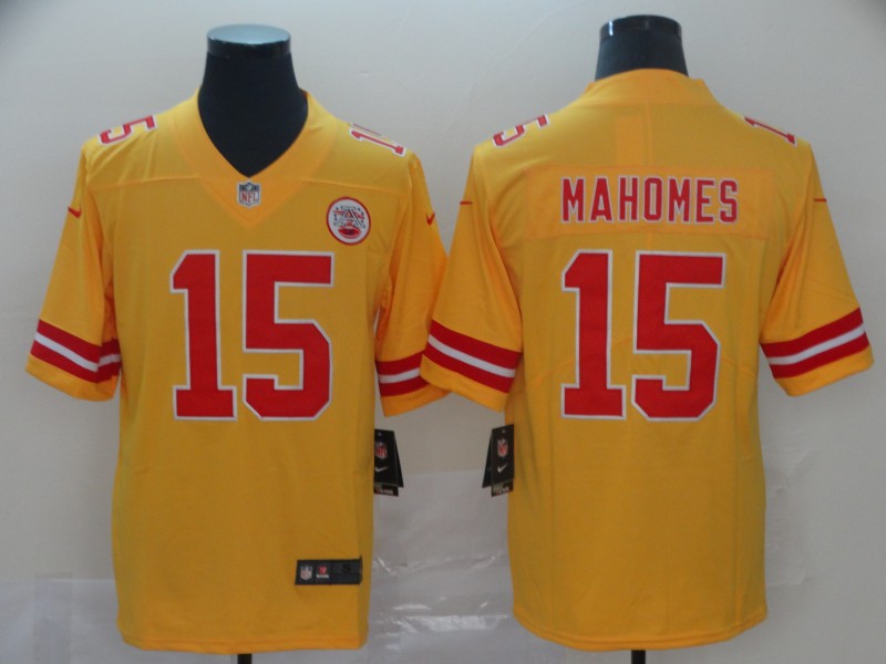 Men's Kansas City Chiefs Patrick Mahomes Yellow Player Game Jerseys