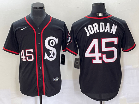 Men's Chicago White Sox Michael Jordan #45 Black Authentic Game Jerseys